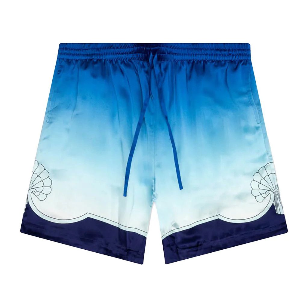 Casablanca o1mle0326 Drawstring Silk Shorts in Blue Size US 30 / EU 46 - 1 Thumbnail
