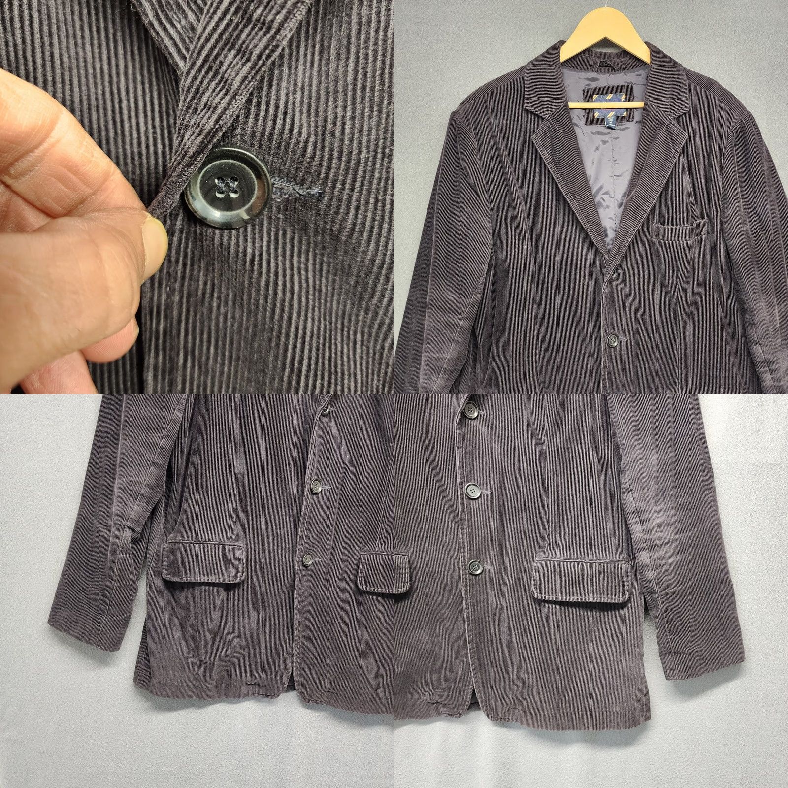 Vintage VINTAGE? (no) GH Bass Corduroy Blazer Jacket Mens M Office Preppy Lined Black Cotton Button Size 40R - 9 Thumbnail