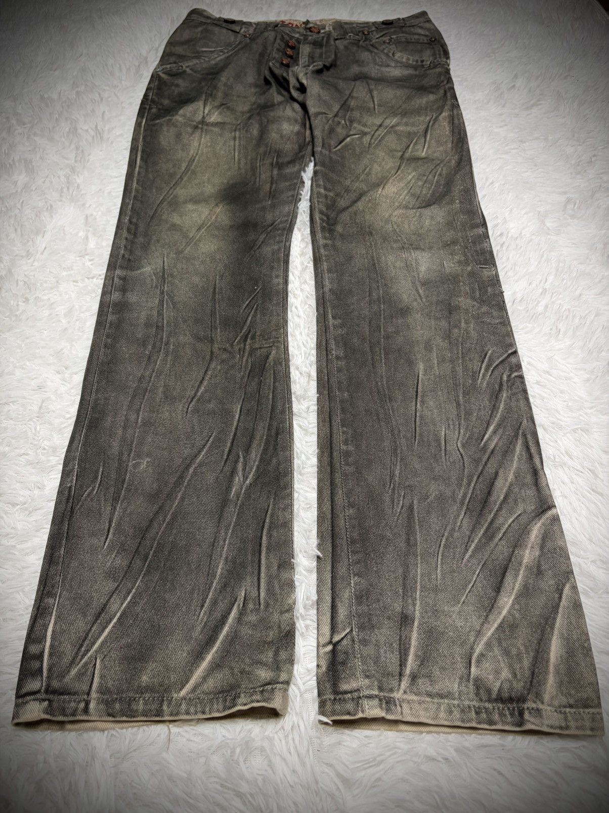 If Six Was Nine Rare Joneaa waxed union jack whisker jeans Size US 33 - 4 Thumbnail