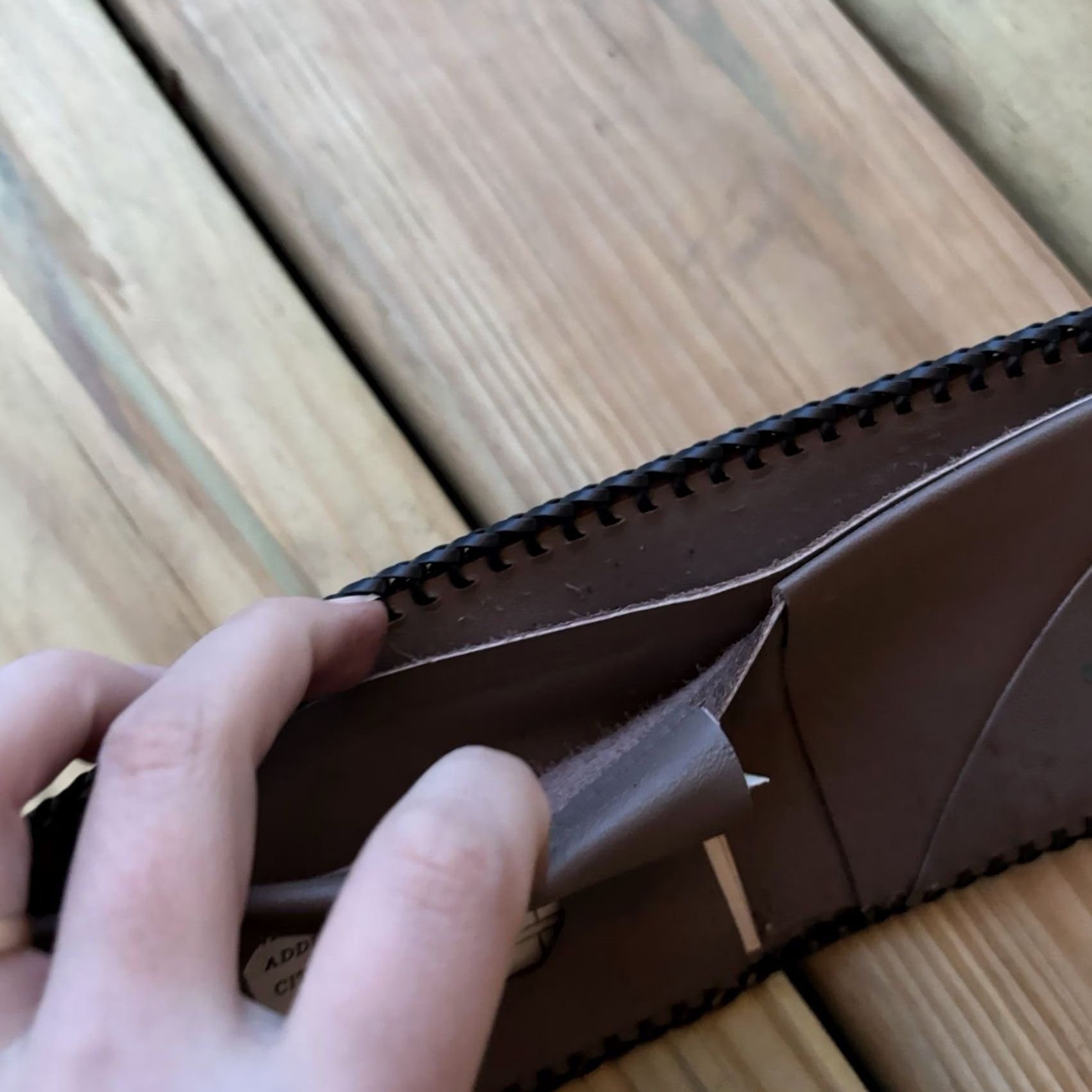 Vintage VINTAGE Leather Wallet Bi Fold Hand Tooled Whipstitch Prayer JESUS CHRIST Wallet Mens Brown Leather Fold Wallet Prayers 9x4 INCHes Handmade USA Size ONE SIZE - 3 Thumbnail