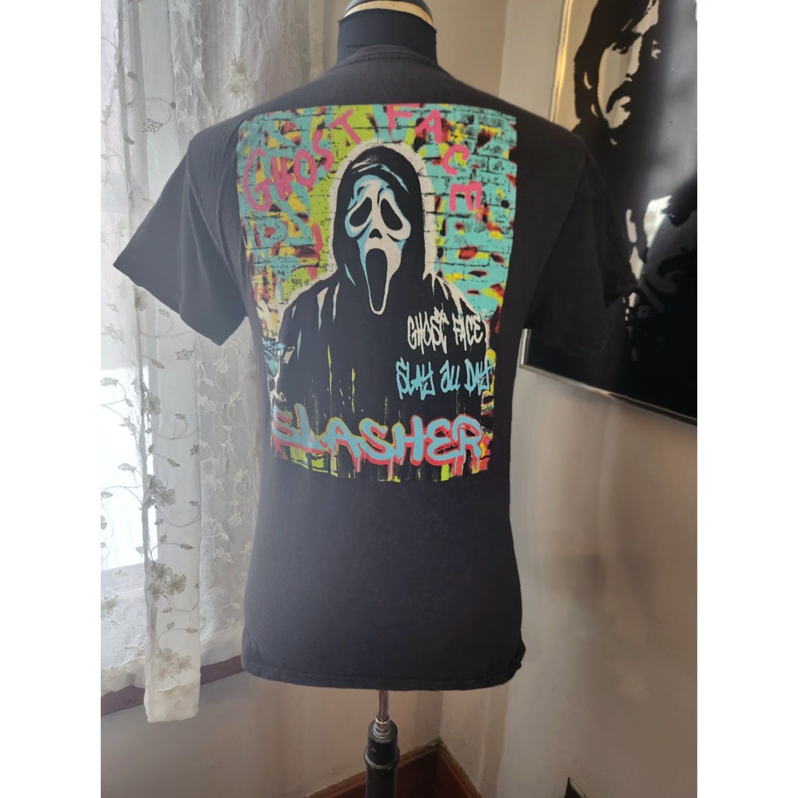 Vintage VINTAGE Ghost Face T-Shirt Ghost Face The Icon Of Halloween Acid Wash Mens M Double Sided Size US M / EU 48-50 / 2 - 4 Thumbnail