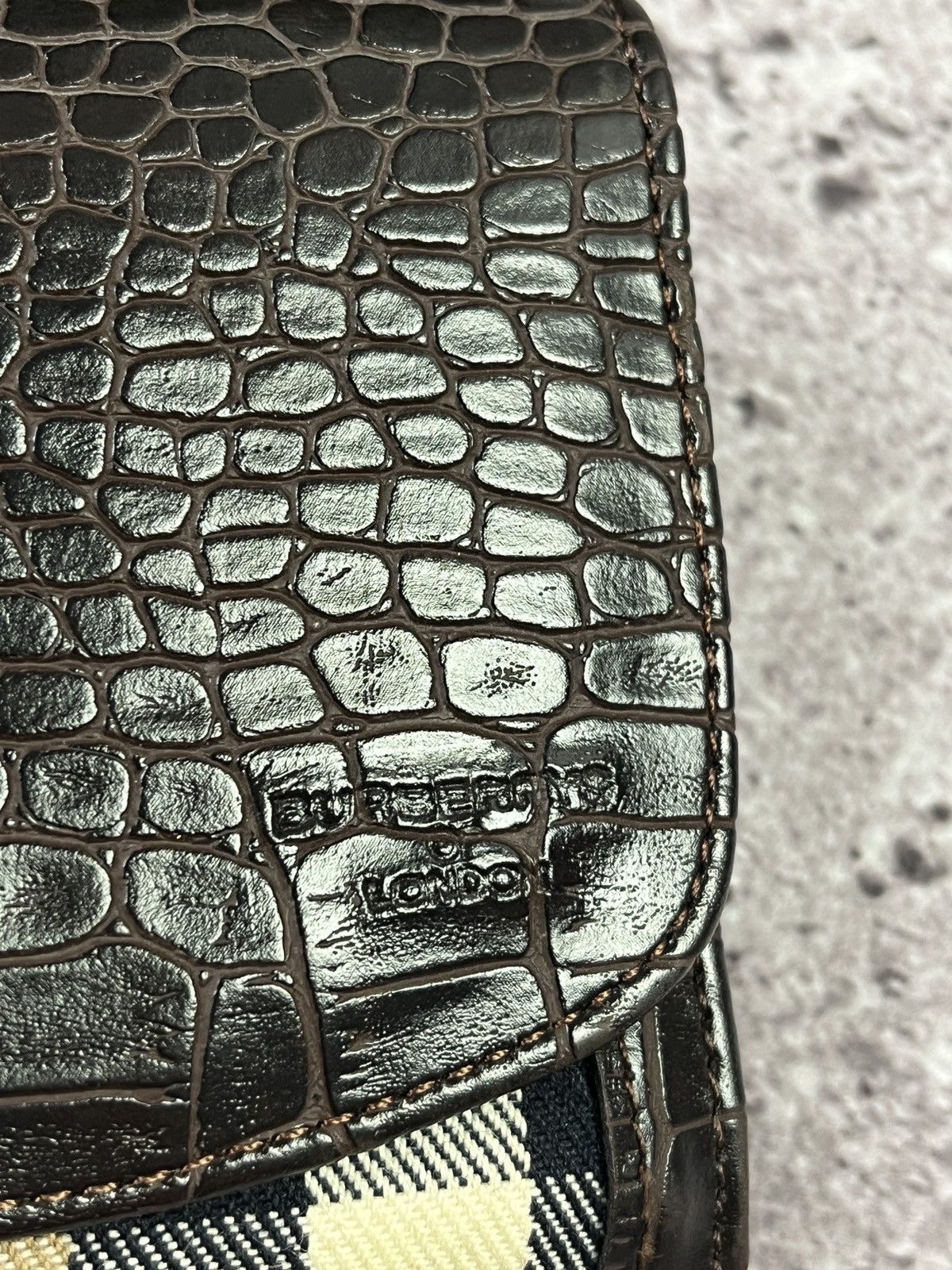Burberry Nova Check Trifold Wallet Brown Croc Embossed Leather Size ONE SIZE - 9 Thumbnail