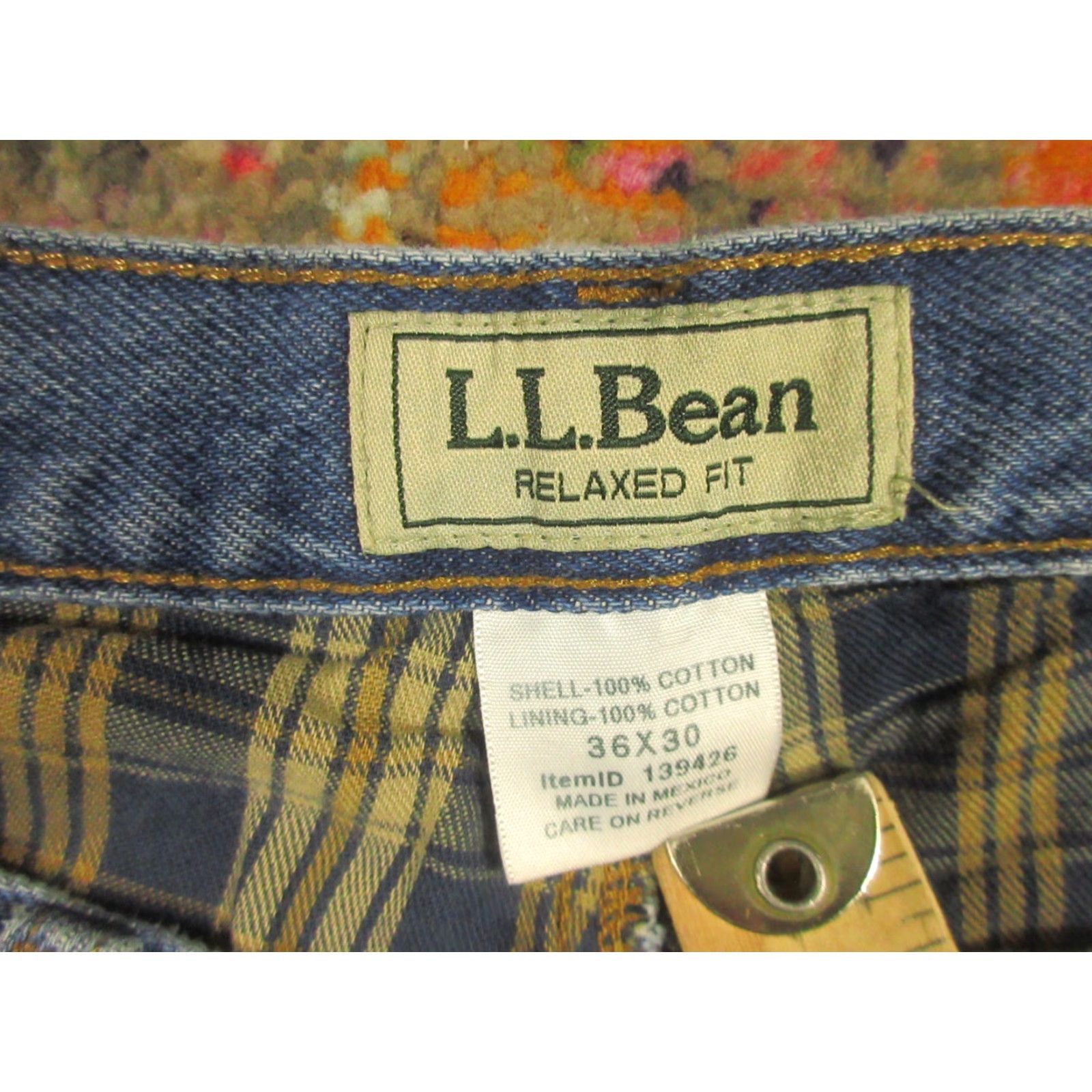 Vintage LL Bean Jeans Mens 36x30 Straight Classic Fit Denim Thermal Lined 5-Pocket Blue Natural USA Outdoor Casual Size US 36 / EU 52 - 3 Thumbnail