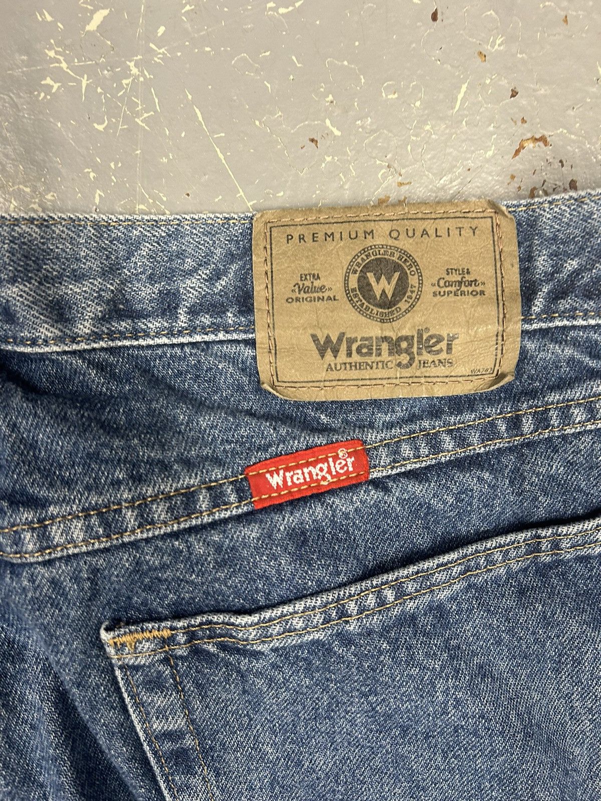 Vintage × Wrangler Crazy Vintage Y2K Wrangler Baggy Straight Fit Blue Jeans Size US 34 / EU 50 - 3 Thumbnail