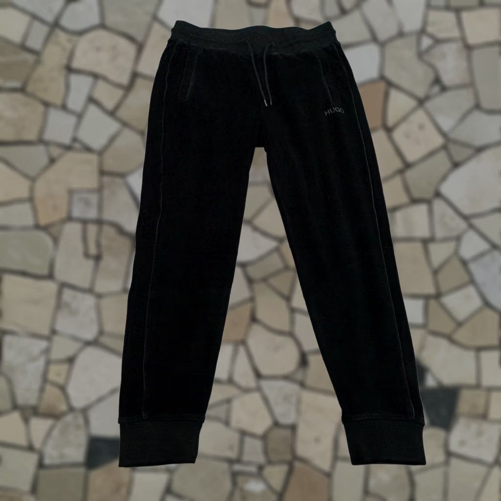 Hugo Boss HUGO BOSS Pants Mens M Black Velour Jogger Sweatpants Sweatpants Tracksuit Sweatpants Size 40R - 1 Thumbnail