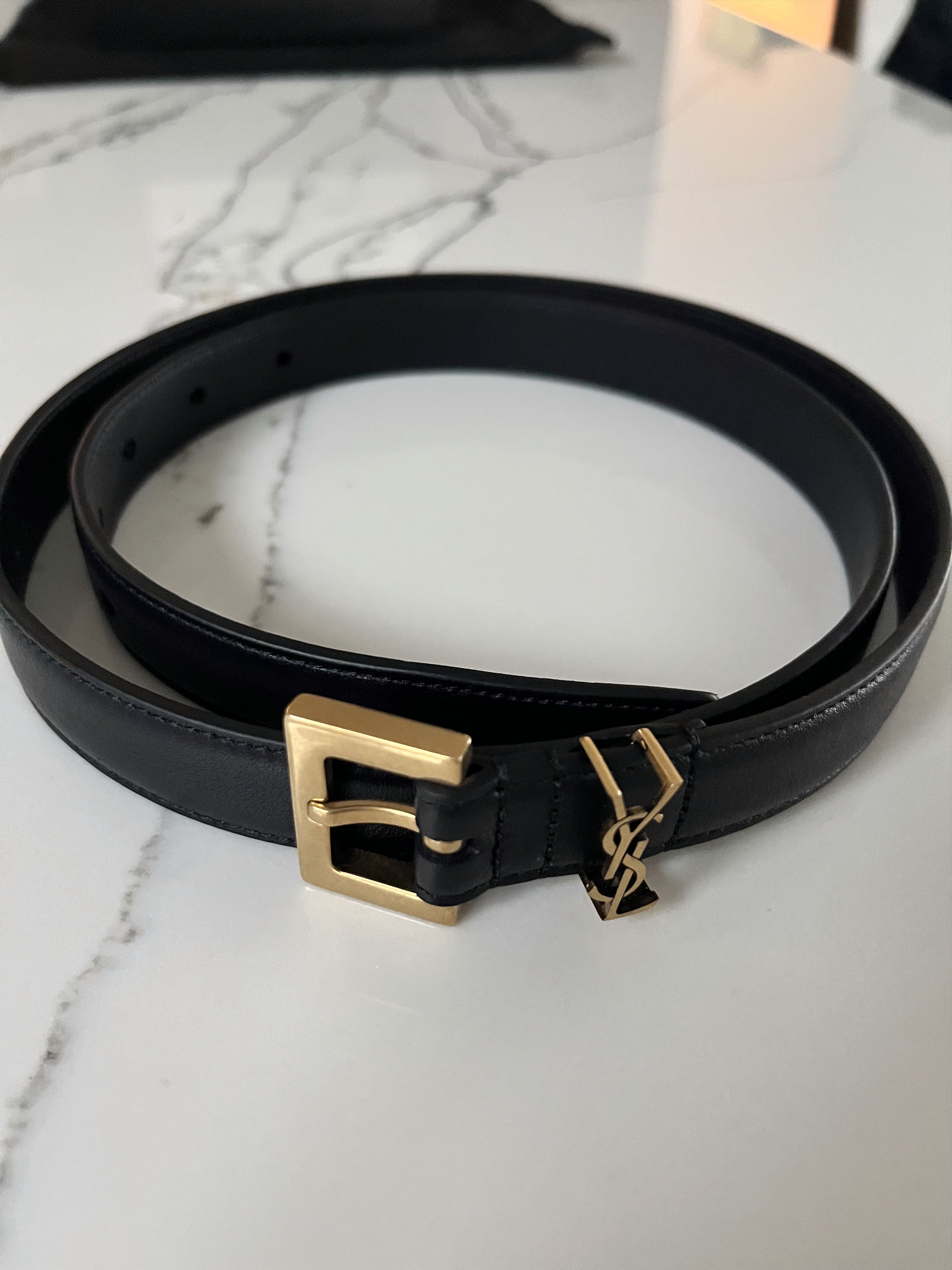 Saint Laurent Paris Cassandra Thin Belt in Smooth Leather Size ONE SIZE - 2 Thumbnail