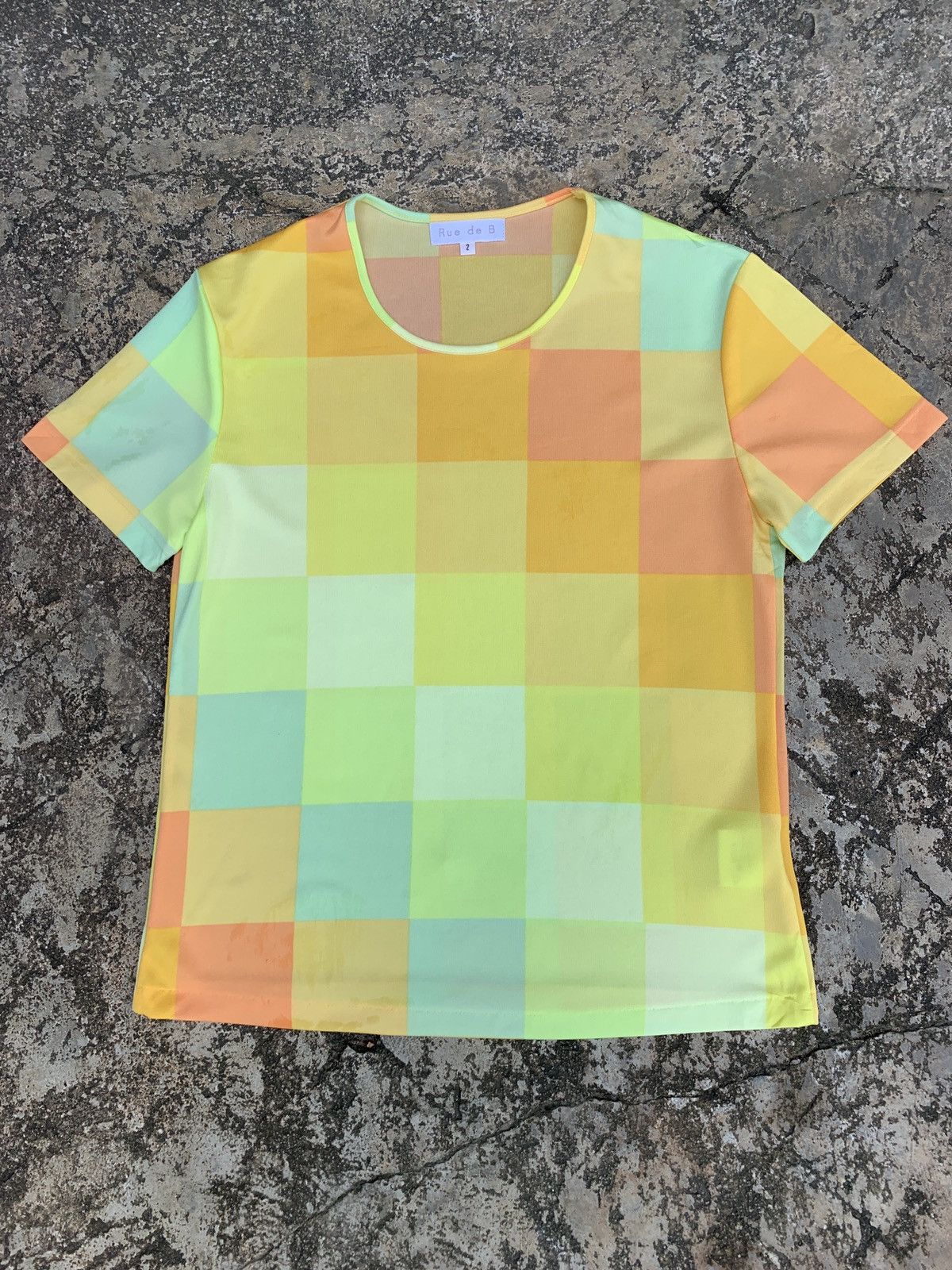 Japanese Brand y2k Rue de B Japan Pantone Gradient Grid Graphic Mesh Top Size M / US 6-8 / IT 42-44 - 1 Thumbnail