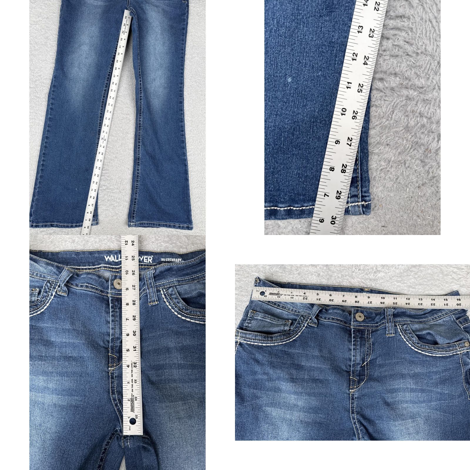 Vintage Wallflower Jeans Womens Bootcut 15 Regular Blue Denim Embroidered Stretch Pockets 5-Pocket Embellished Modern Seasonal City Size 36" / US 14 / IT 50 - 8 Thumbnail