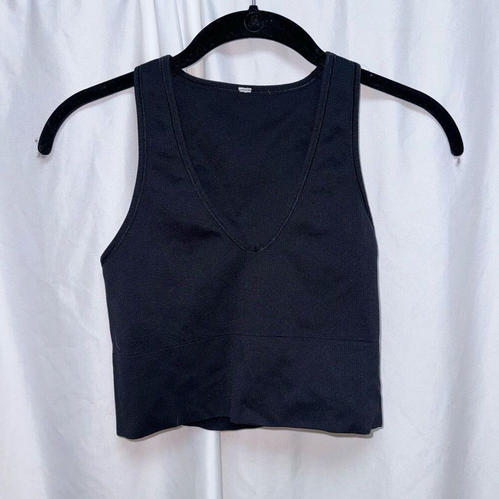 Other Black Ribbed V-Neck Crop Tank | Sz S (NO SIZE TAG) Size S / US 4 / IT 40 - 2 Thumbnail