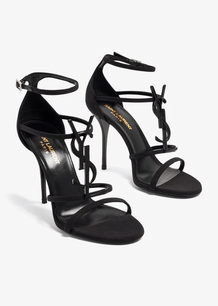 Saint Laurent Paris o1s1wg111125 Cassandra Sandals in Crepe De Chine in Black Size US 8.5 / IT 38.5 - 4 Thumbnail