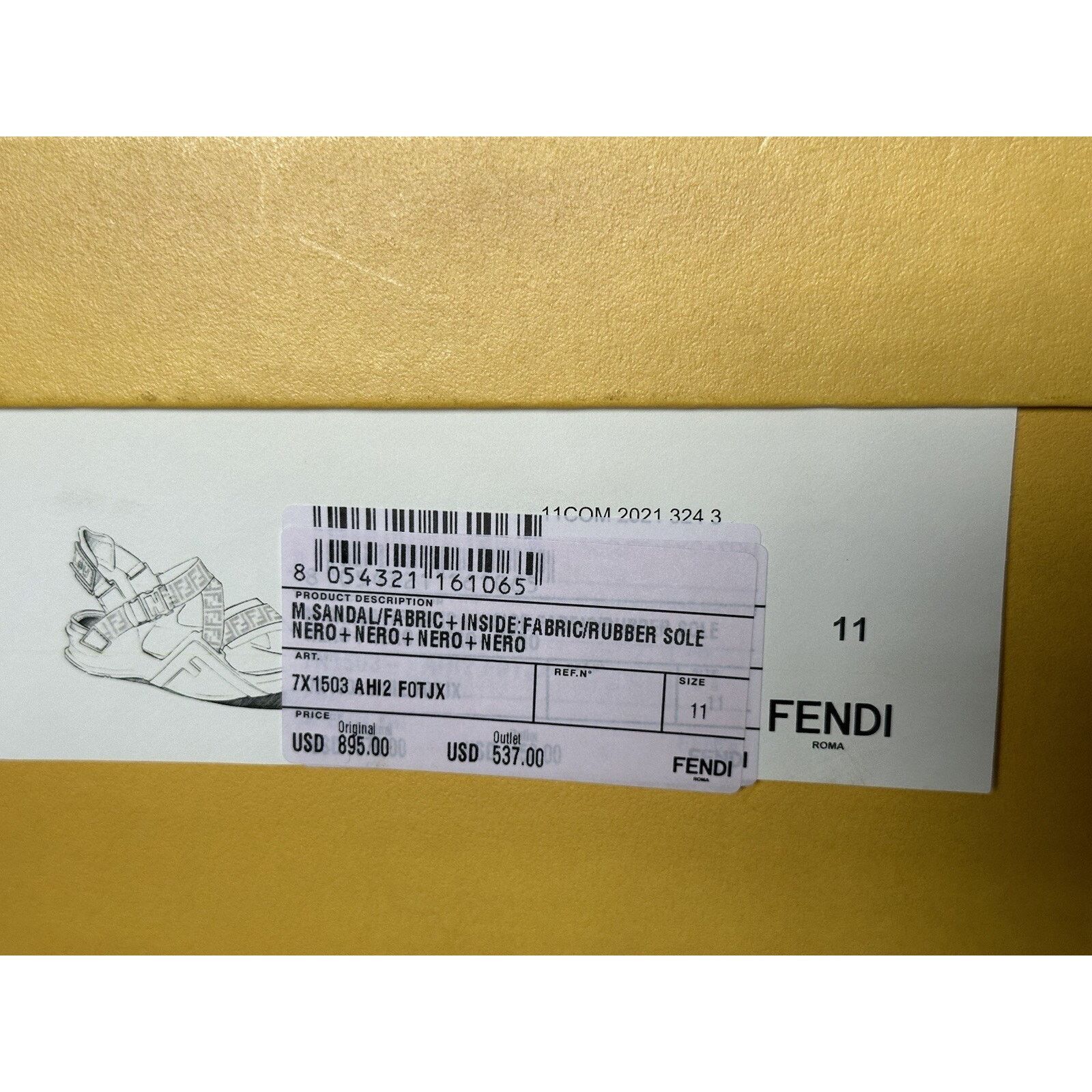 Fendi Fendi Men's FF Strapped Black Sandals 12 US/ 11 UK 7X1503 Size US 11 / EU 44 - 18 Thumbnail