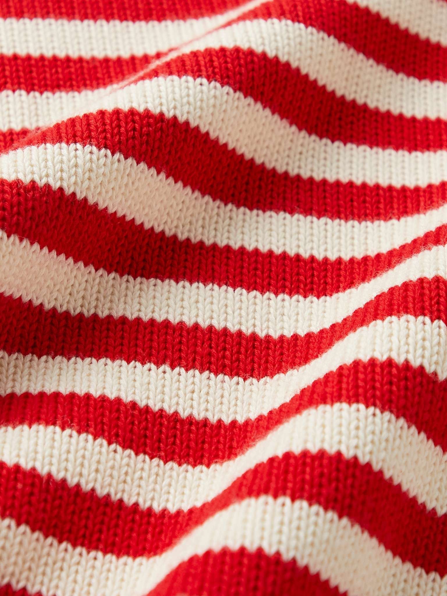 Gucci o1s1wg110225 Striped Cotton Wool Sweater in Beige & Red Size US XXL / EU 58 / 5 - 2 Thumbnail