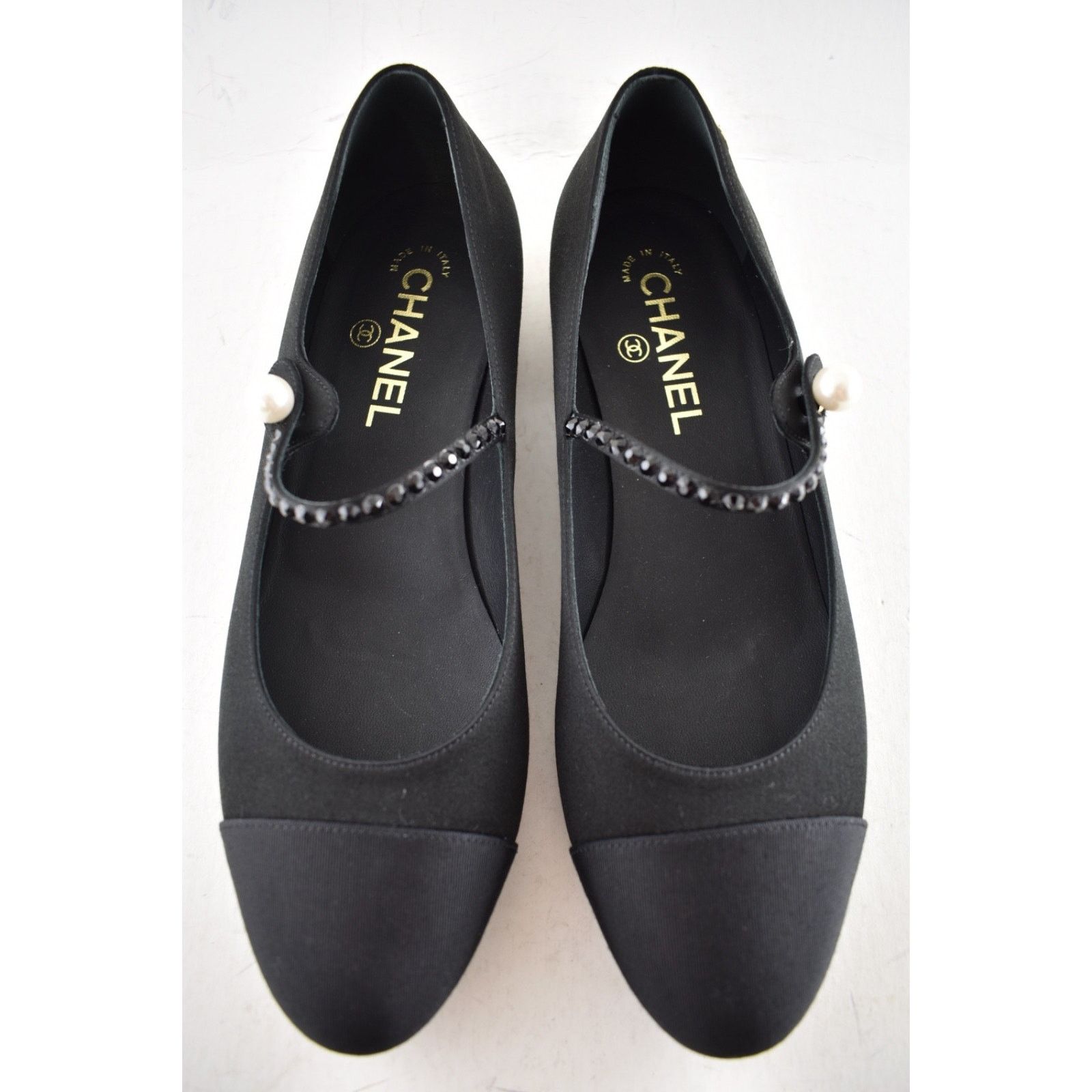 Chanel Chanel 24B Black Crystal CC Mary Jane Ballerina Flat 37 Size US 7 / IT 37 - 9 Thumbnail