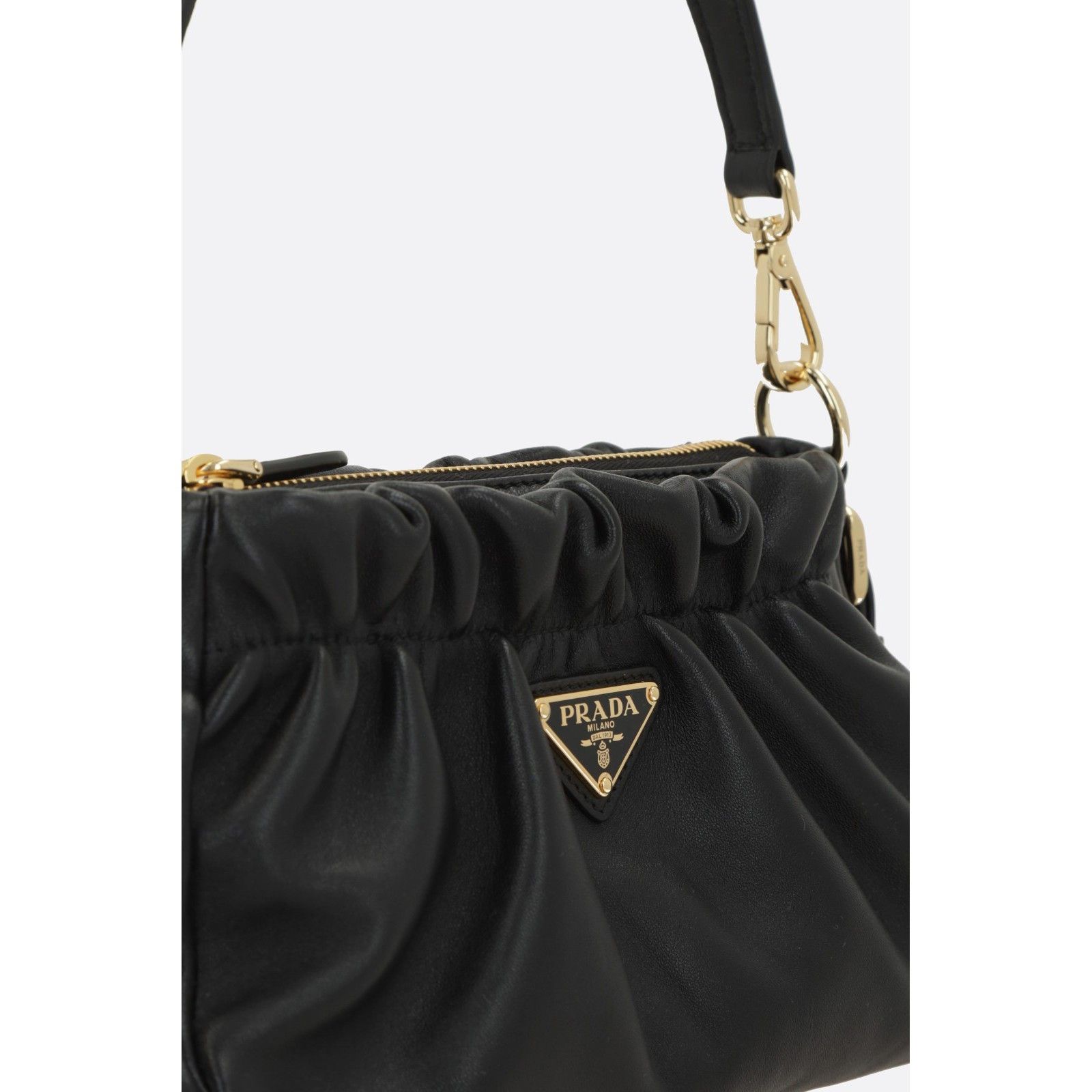 Prada PRADA Gathered Black Nappa Leather Shoulder Bag New & Authen Size ONE SIZE - 4 Thumbnail