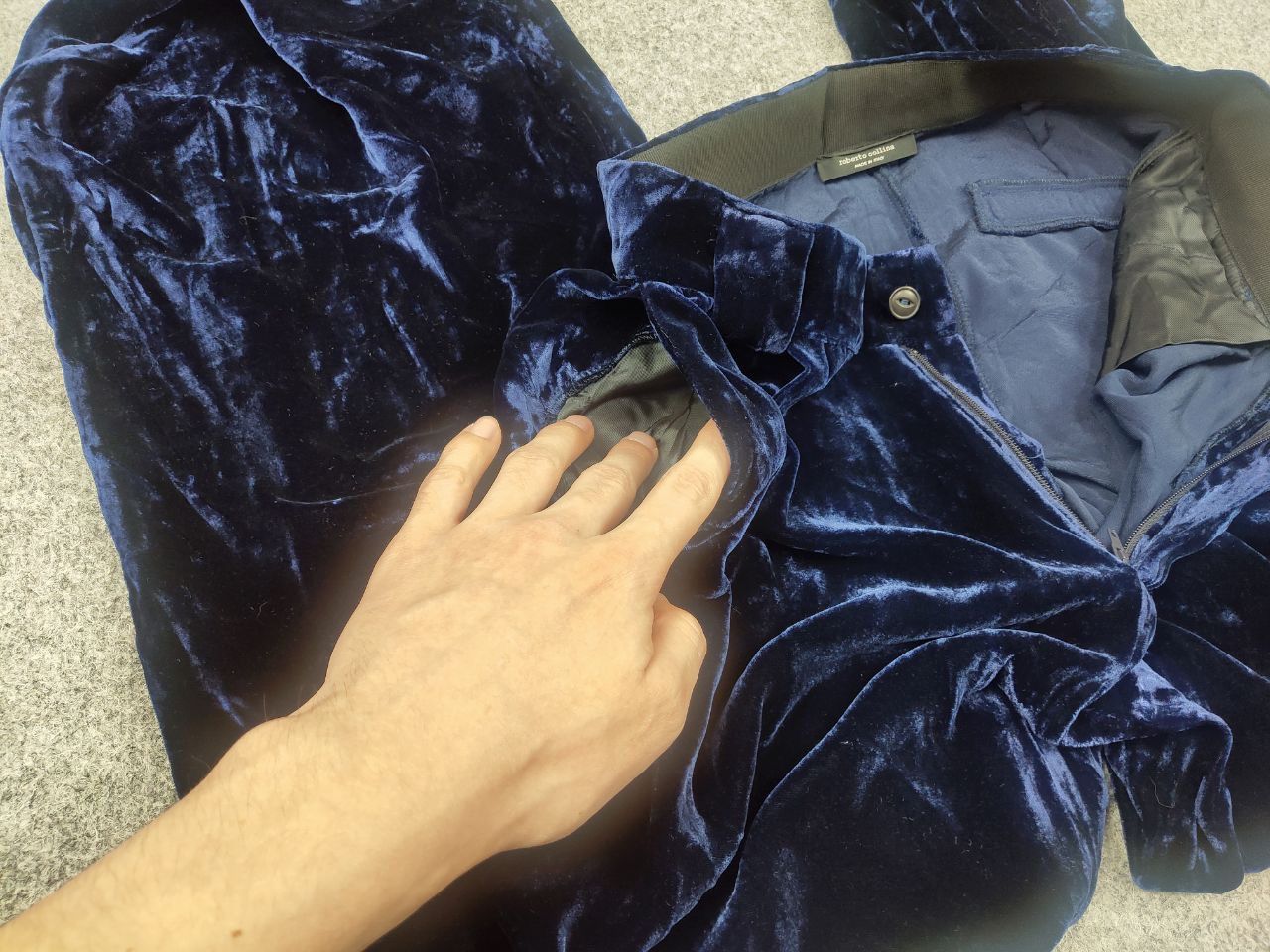 Roberto Collina Roberto Collina Italy Design Velour Wide Leg Dark Blue Pants Size 40" / US 18 - 10 Thumbnail