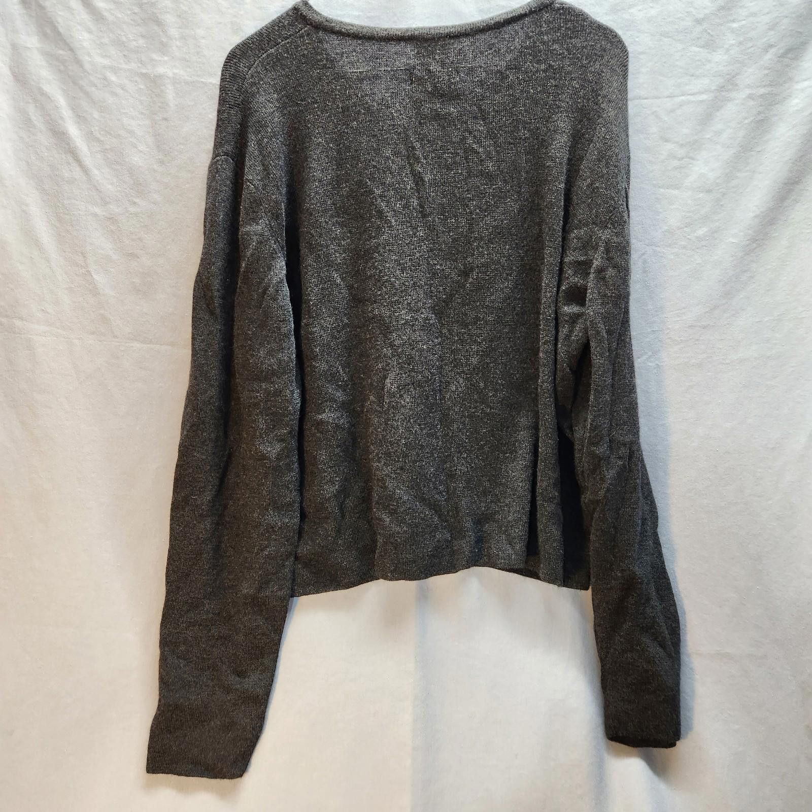 Designer Garnet Hill V Neck Sweater 100% Wool Gray Women's Size Large Size L / US 10 / IT 46 - 6 Thumbnail