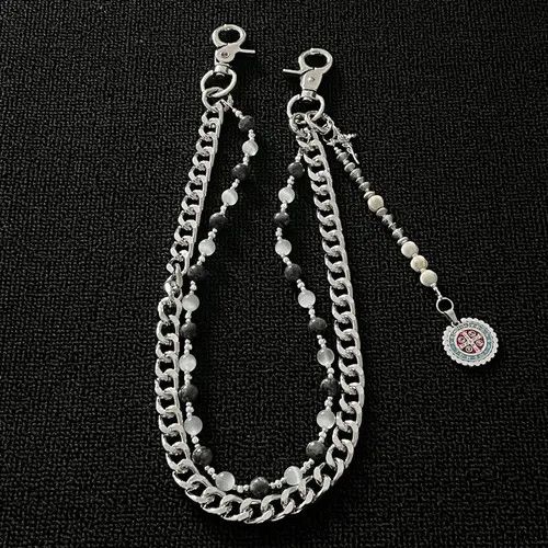 Jewelry Double Layered Gemstone Wallet Chain, Pants Chain Size ONE SIZE - 7 Thumbnail