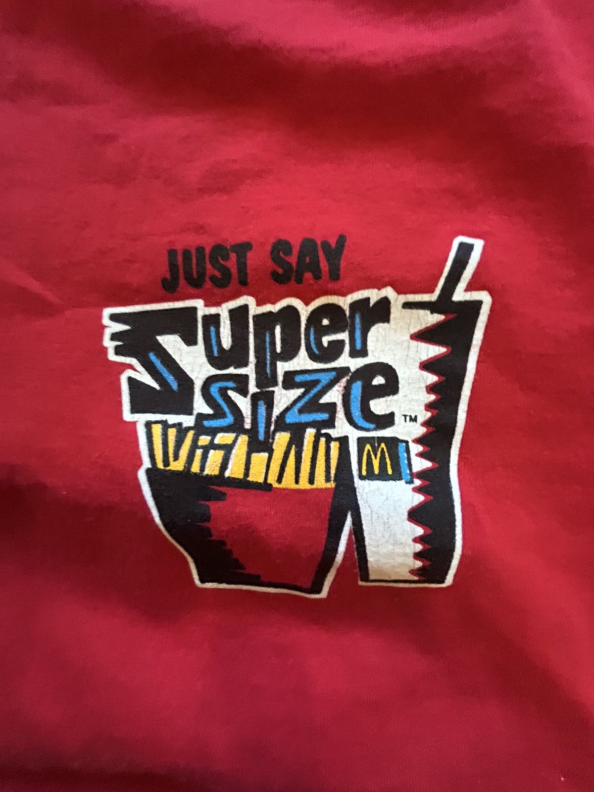 Vintage RARE! Vintage 90s single stitch McDonald’s “super size” tee Size US L / EU 52-54 / 3 - 4 Thumbnail