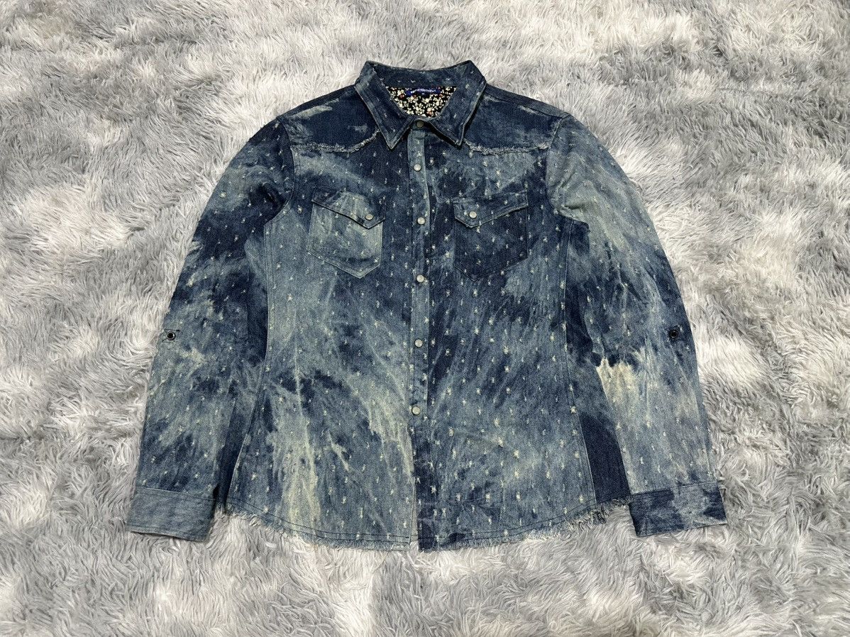 semanticdesign Y2K Semantic Design Shotgun Distressed Western Denim Shirt Size US M / EU 48-50 / 2 - 7 Thumbnail
