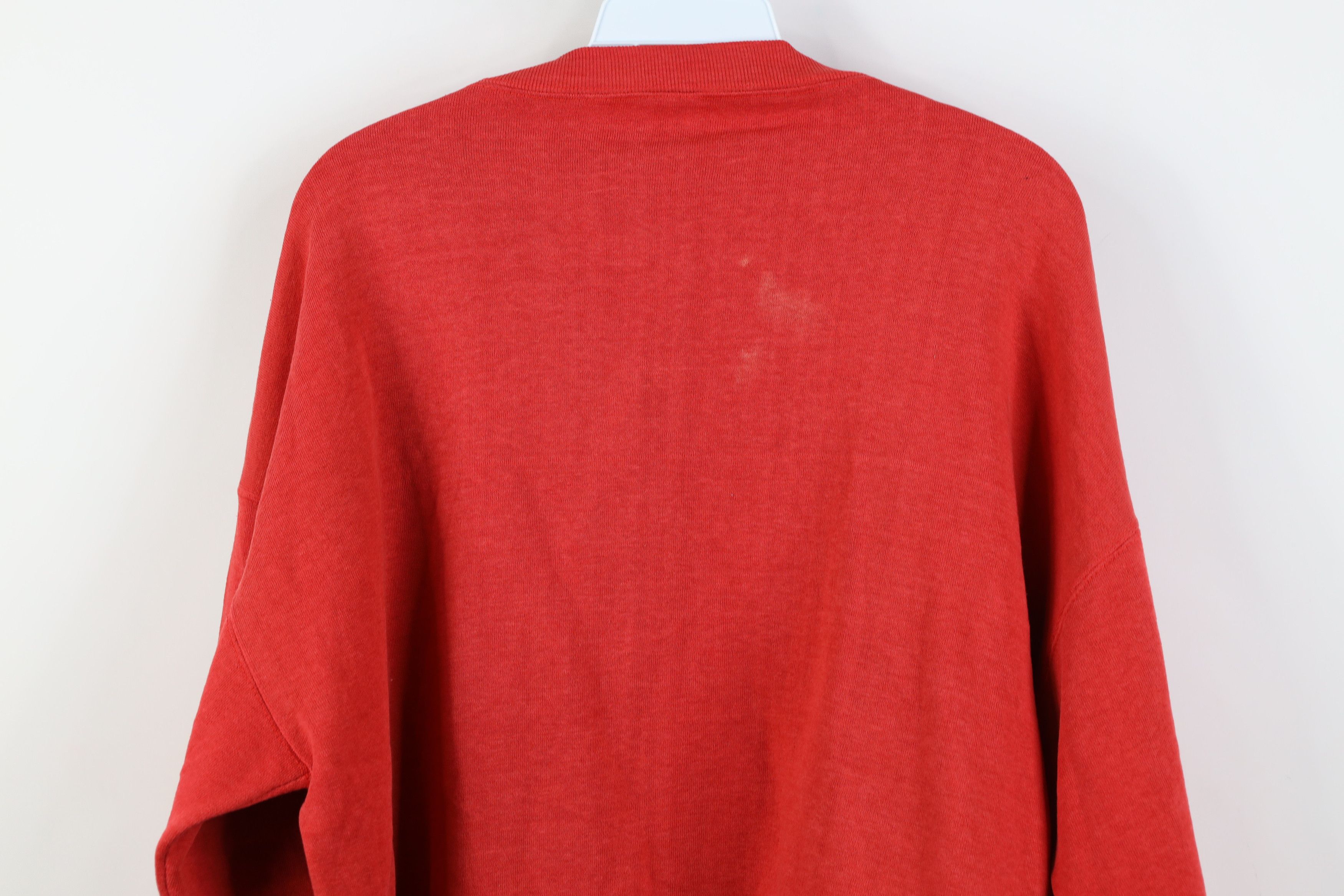 Vintage Vintage 70s Streetwear Boxy Fit Crewneck Sweatshirt Red USA Size US XL / EU 56 / 4 - 13 Thumbnail