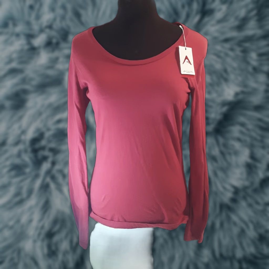 Vintage VINTAGE: no matter; 2pc outfit: Antigua red band pants set, CrossFit activewear, long sleeve top & 2 tone pants, M, Women, Red, Open neck sweatshirt? Size 32" / US 10 / IT 46 - 1 Thumbnail