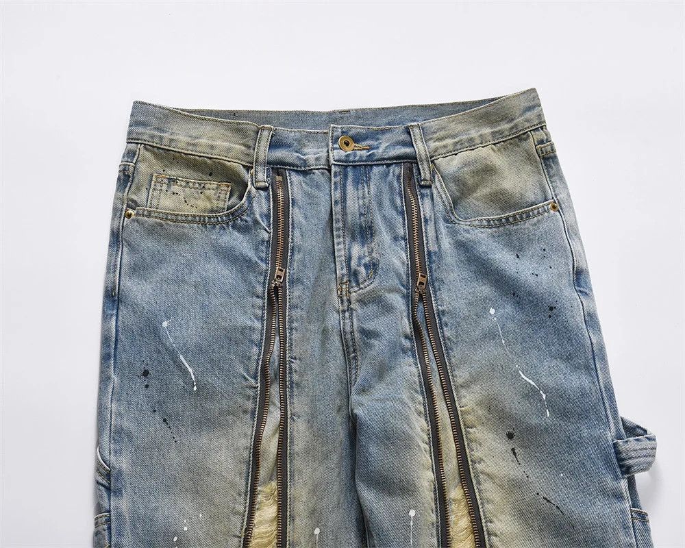 Japanese Brand × Vintage Jeans Pant Harajuku Straight Ink Painted Baggy Denim Size US 34 / EU 50 - 5 Thumbnail
