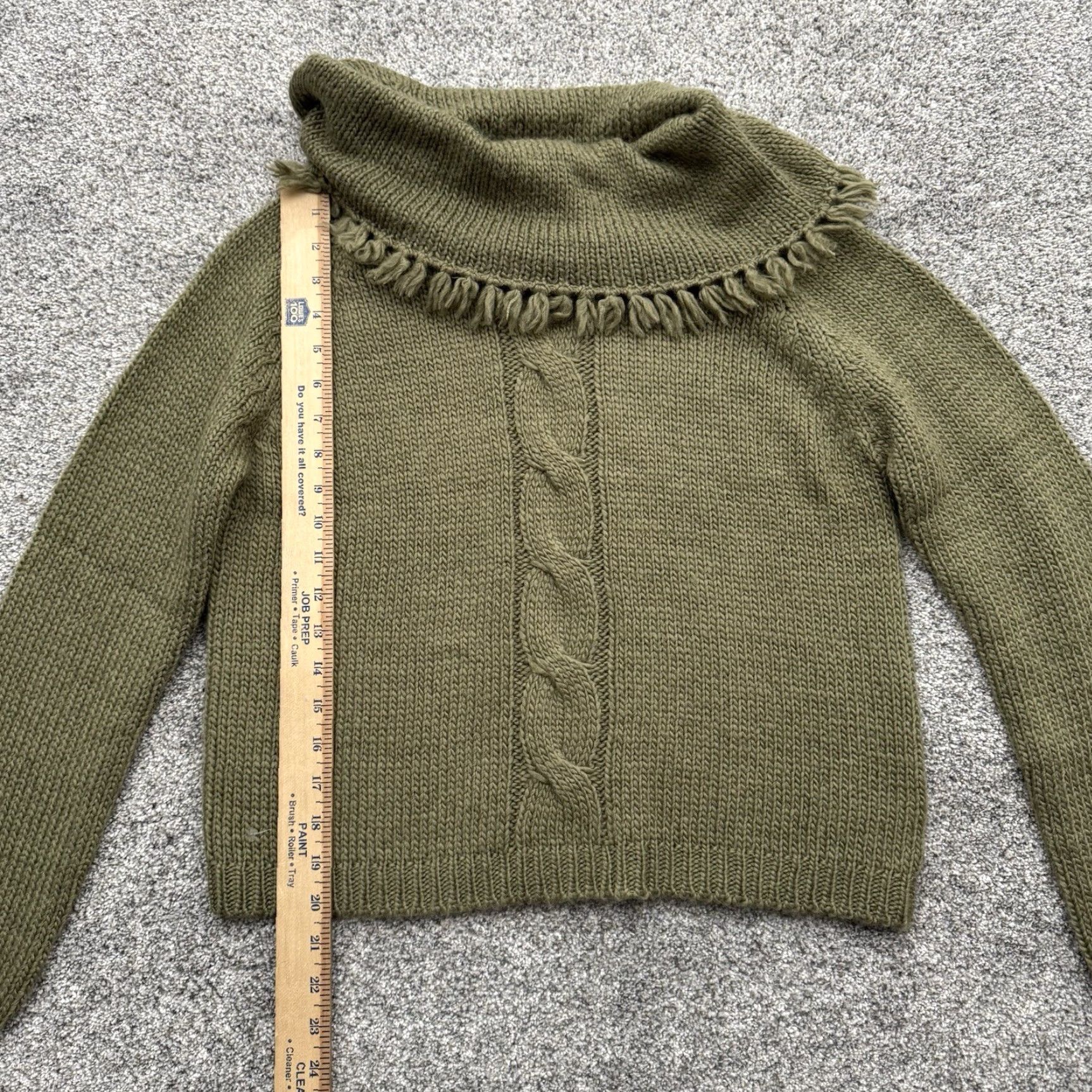 Vintage VINTAGE Norton Studio 90s Boho Cable Knit Fringe Cropped Sweater Womens Small Green Pullover Knit Size S / US 4 / IT 40 - 2 Thumbnail