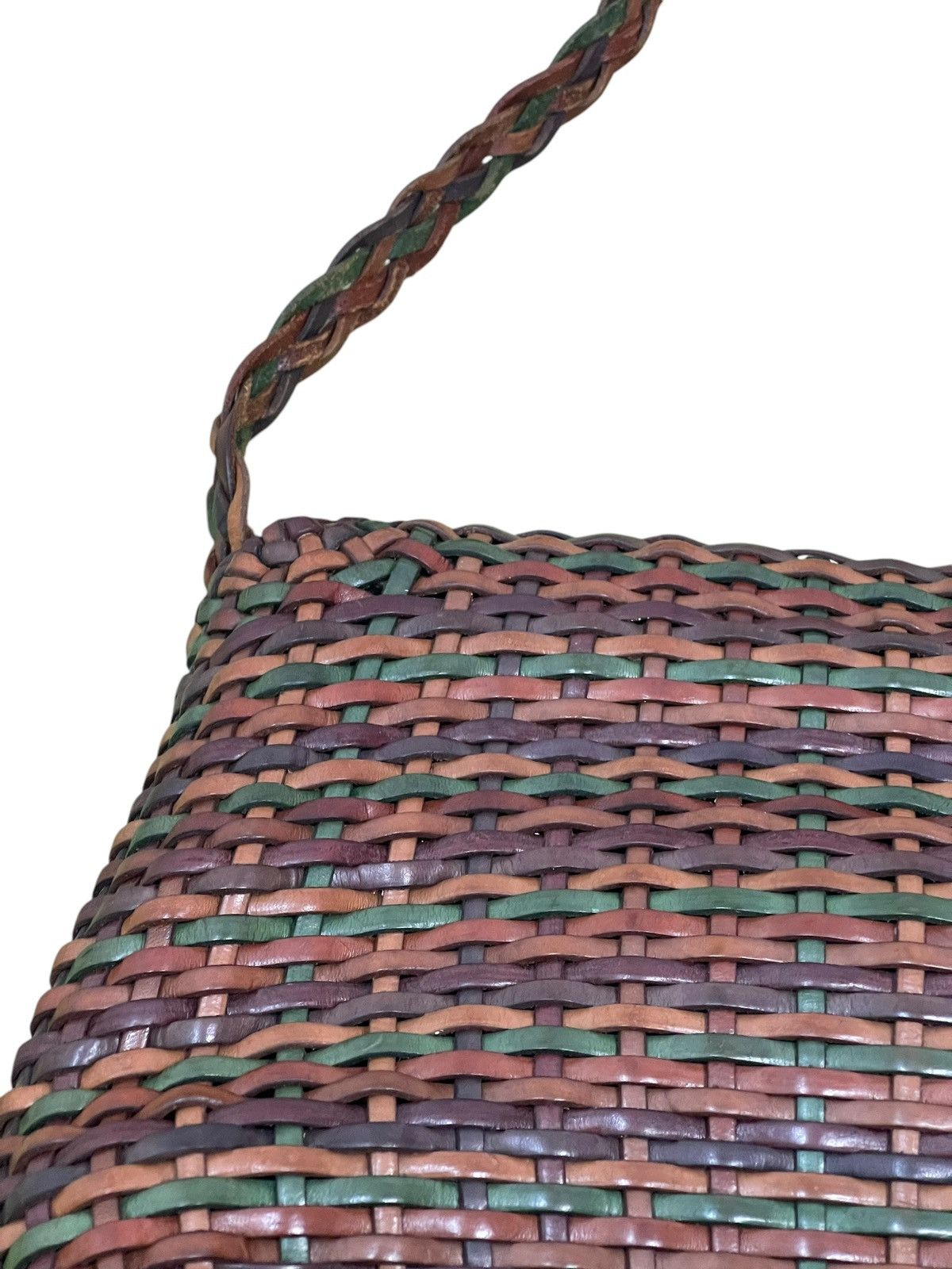 Genuine Leather Full Leather Woven Vtg Greta Italy Cross Body Bag 1🟩4 Size ONE SIZE - 18 Thumbnail