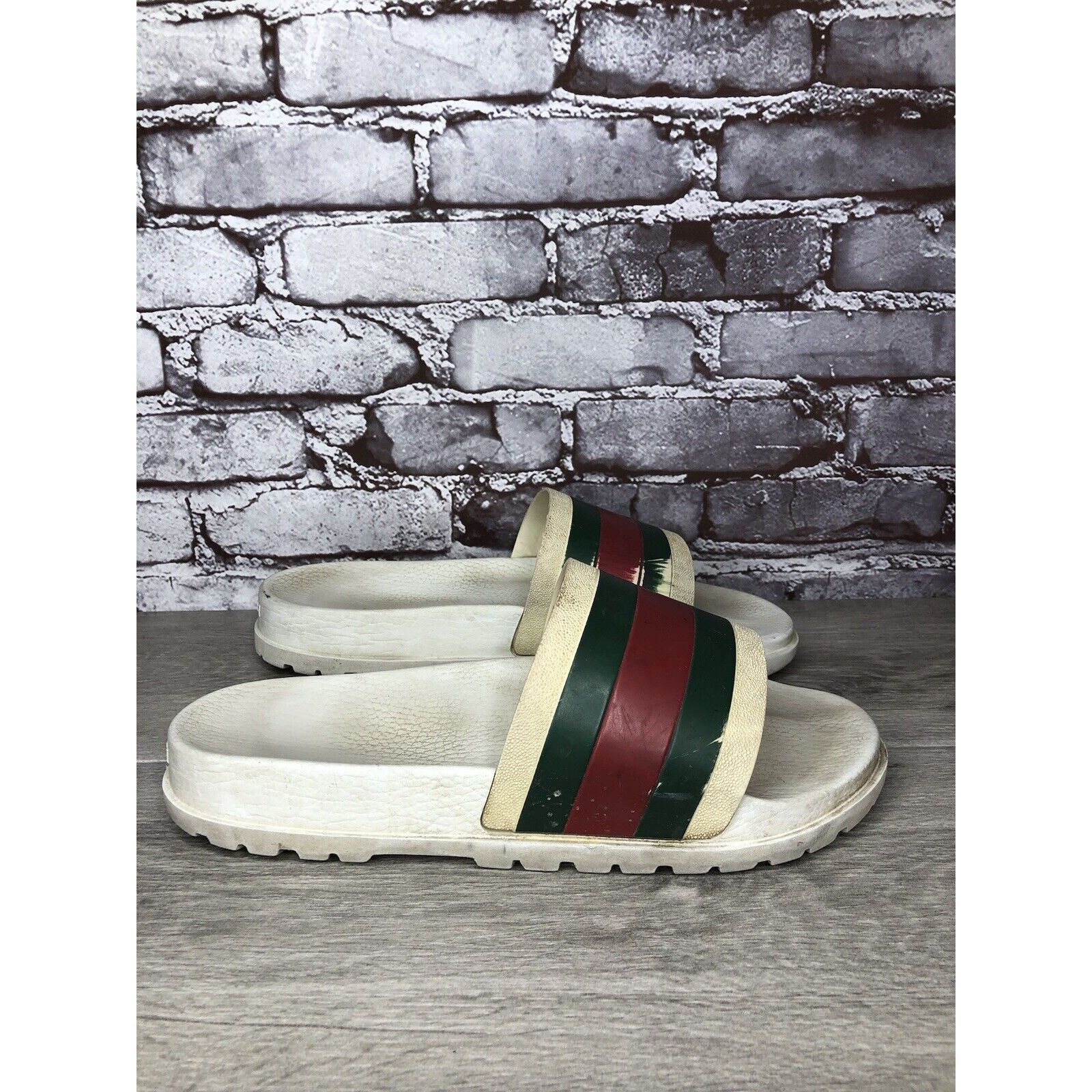 Gucci GUCCI Web White Rubber Logo Casual Slides Designer Sandals M Size US 11 / EU 44 - 3 Thumbnail