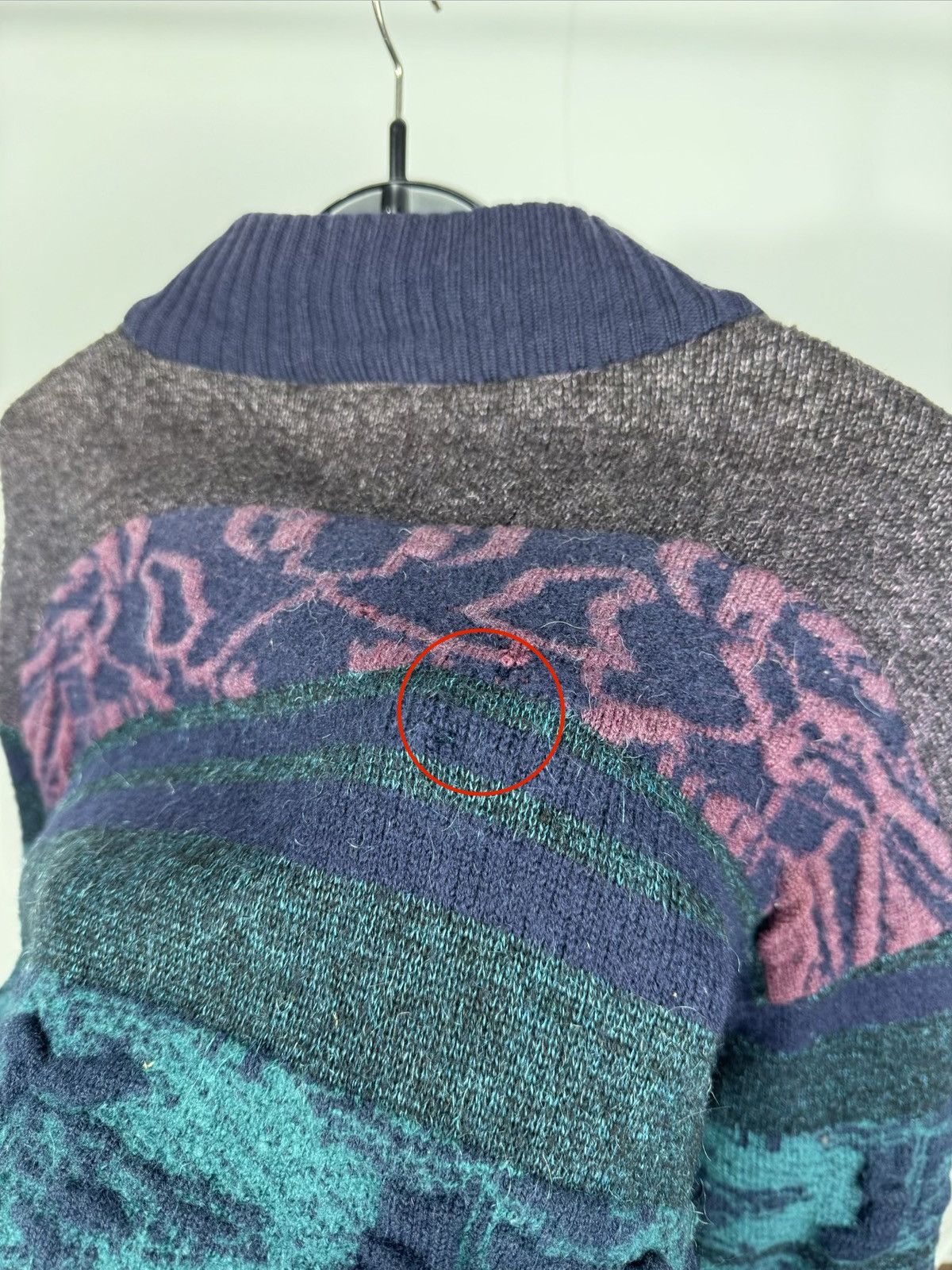 Other Vintage Abstract Pattern Knit Bomber Jacket Wool Blend 50 Size US XL / EU 56 / 4 - 18 Thumbnail