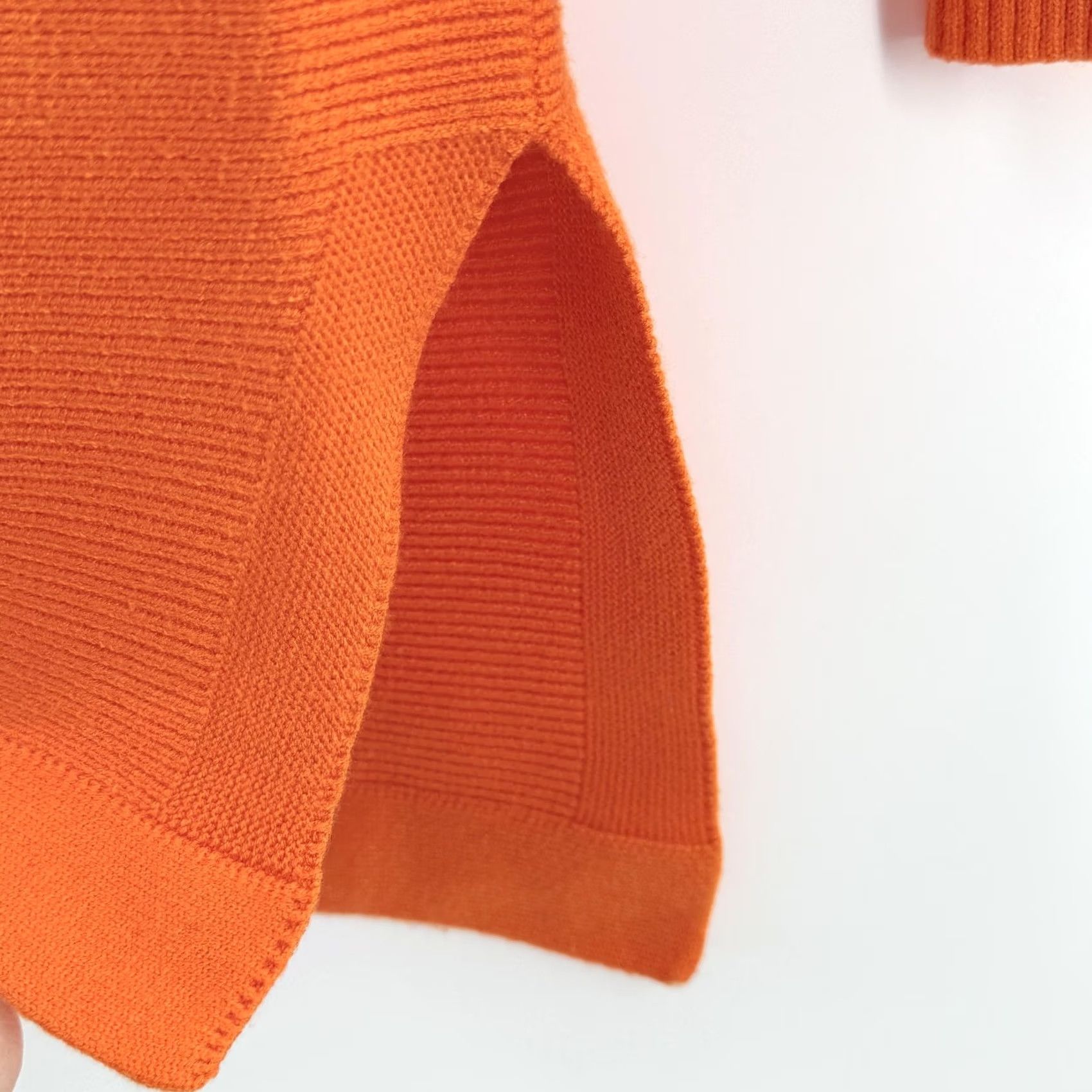 Vintage Lillusory Oversized Fall Sweater Medium Orange Ribbed Knit Pullover Mock Neck Split Hem Size M / US 6-8 / IT 42-44 - 3 Thumbnail