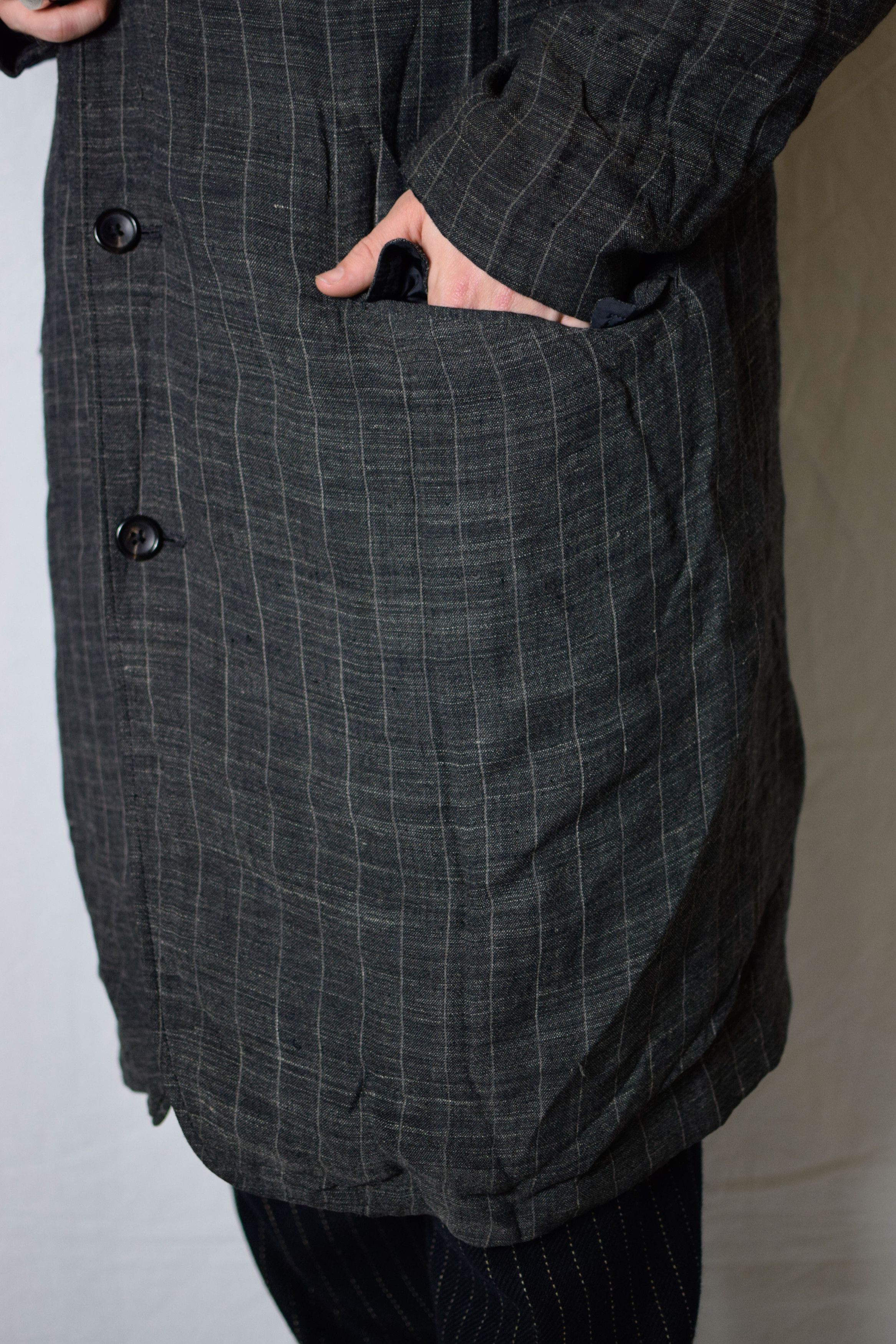 Yohji Yamamoto YYPH SS98 Linen Check Coat - HJ-J48-233 Size US L / EU 52-54 / 3 - 9 Thumbnail