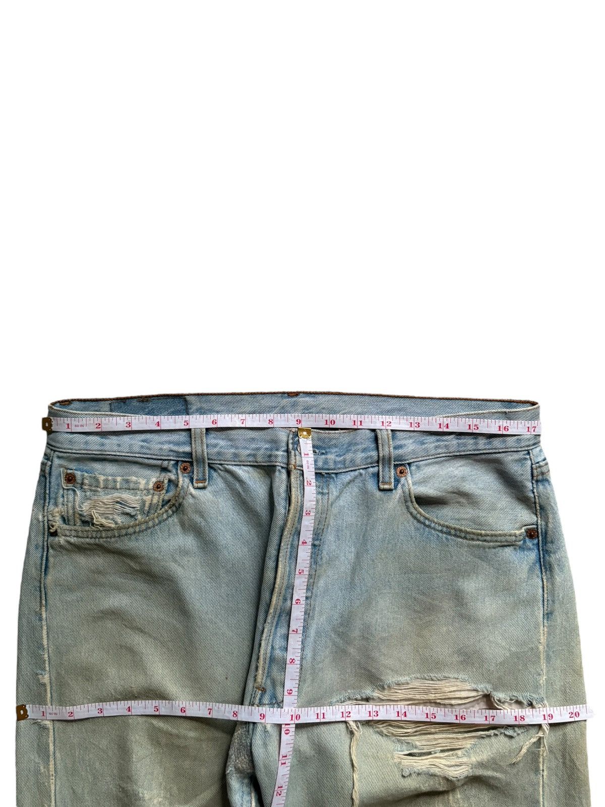 Levi's Vintage 90s Levis 501 Mud Wash Distress Ripped Loose Jeans Size US 35 - 11 Thumbnail