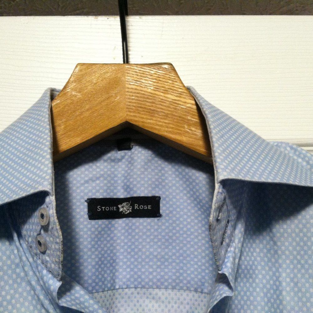 Stone Rose STONE ROSE MEN'S BLUE 100%COTTON CASUAL SHIRT SIZE: 3(M) Size US M / EU 48-50 / 2 - 5 Thumbnail