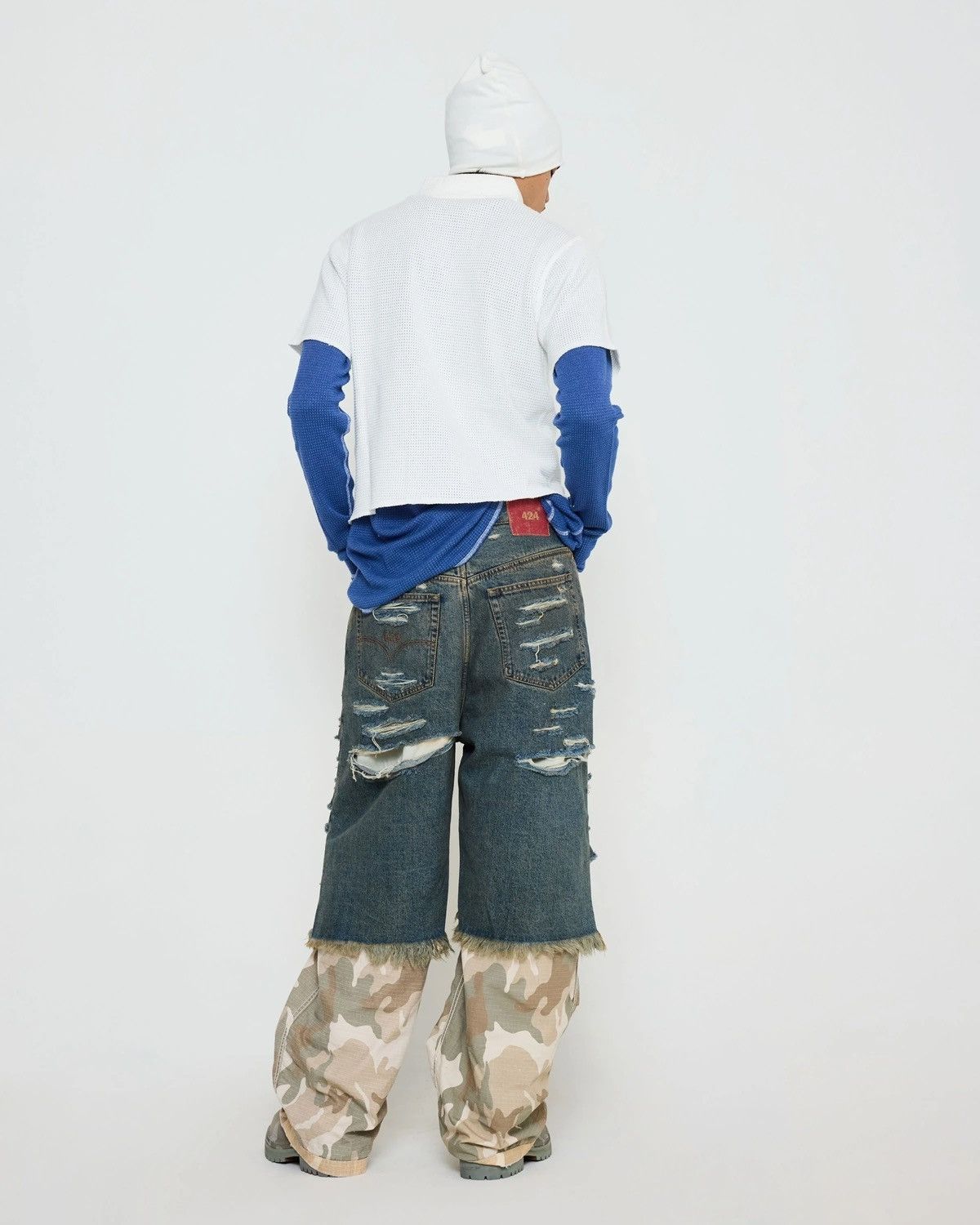 424 424 “Big Daddy” Destroyed Denim Shorts Size US 44 / EU 60 - 3 Thumbnail