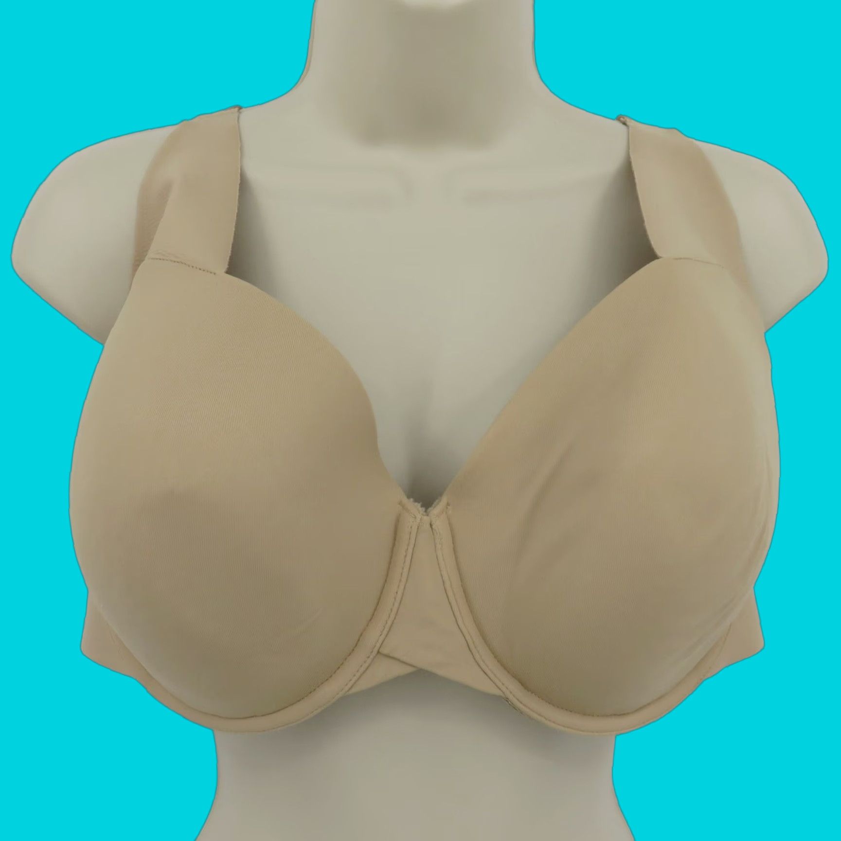 Vintage Cacique Balconette Bra 48B Lightly Lined Underwire Solid Beige Women Plus Size Size ONE SIZE - 1 Thumbnail