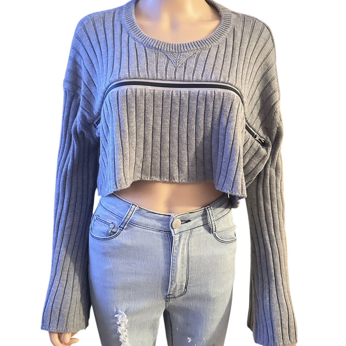 Other LF Seek The Label horizontal zippered cropped sweater Size S / US 4 / IT 40 - 1 Thumbnail