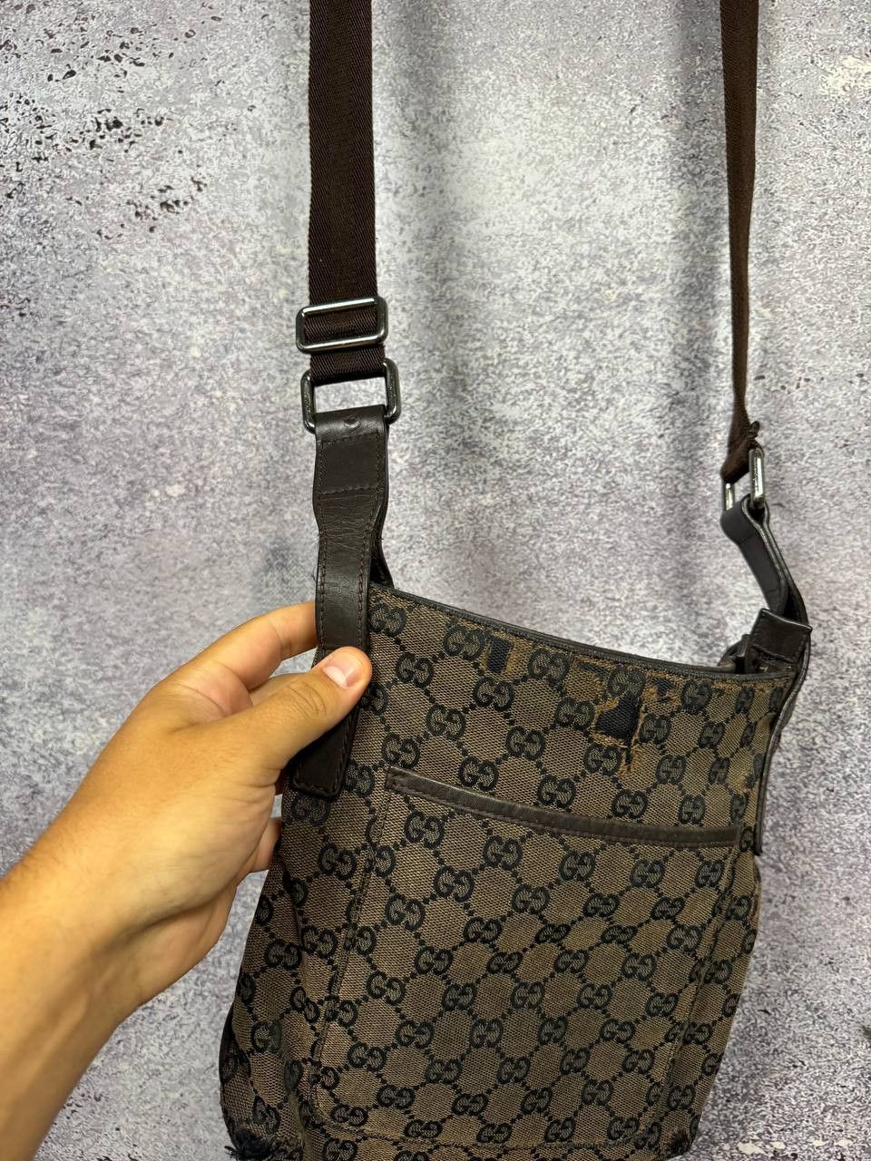 Gucci GUCCI GG Canvas Shoulder Bag Beige Dark Brown Auth Size ONE SIZE - 11 Thumbnail