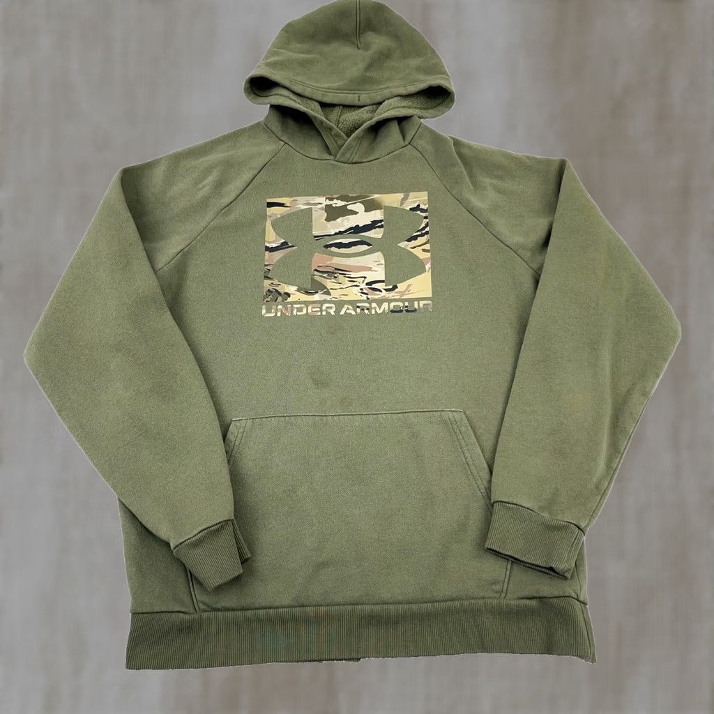 Under Armour Under Armour Hoodie Men Medium Sweatshirt Sweater Cotton Olive Camo Logo Pullover Size US M / EU 48-50 / 2 - 1 Thumbnail