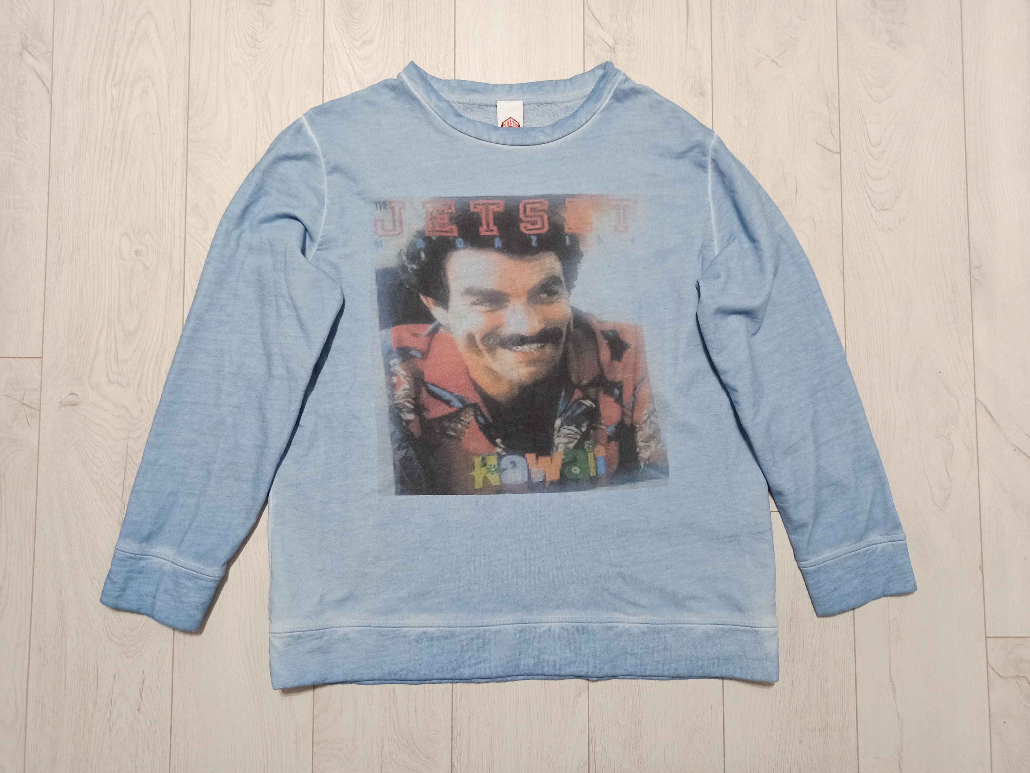 Jet Set Hawaii Magnum PI Tom Selleck Faded Blue Sweatshirt