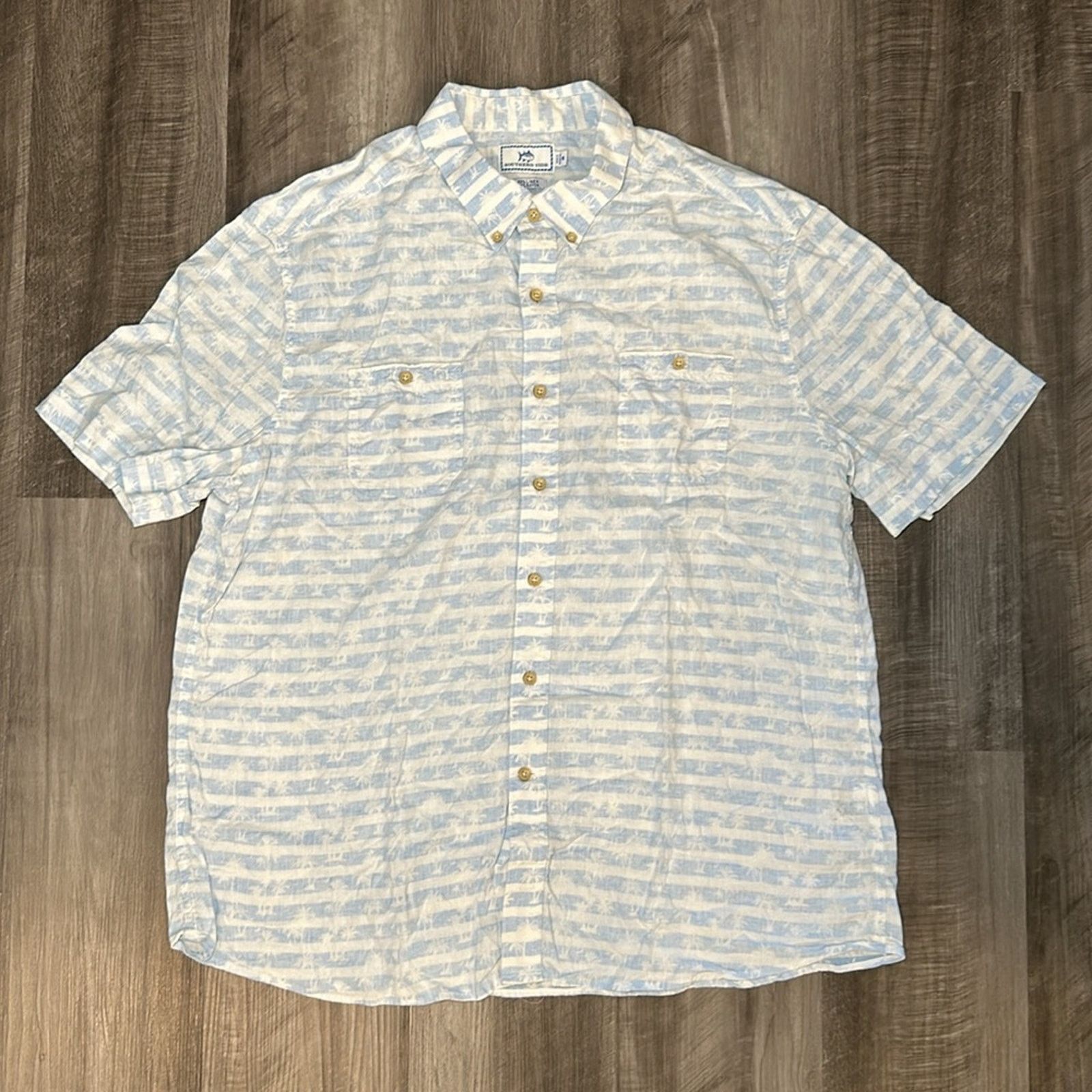 Southern Tide Southern Tide Linen Blend Palm Trees Short Sleeve - 2XL Size US XXL / EU 58 / 5 - 2 Thumbnail