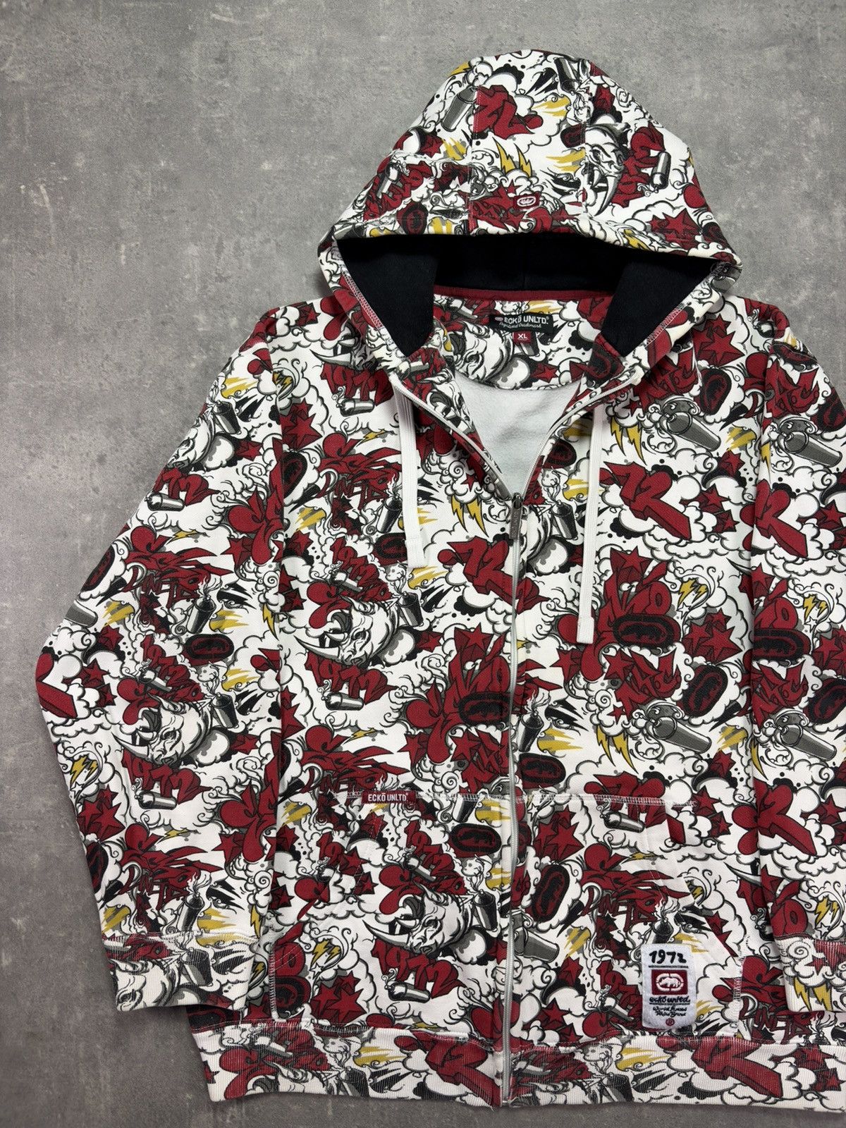 Ecko Unltd. 00s Ecko Unlimited AOP Multilogo Printed Baggy Zip Hoodie XL Size US XL / EU 56 / 4 - 3 Thumbnail