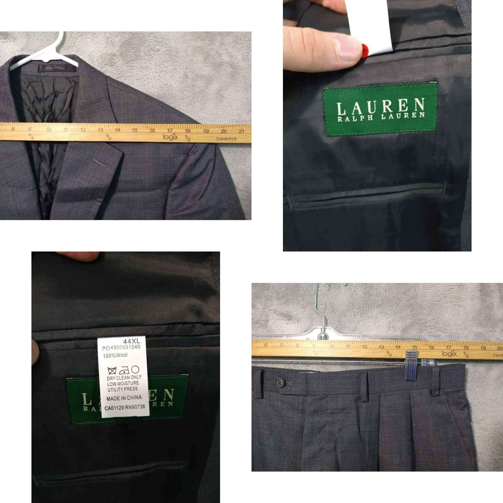 Ralph Lauren Ralph Lauren Suit Mens 44XL Jacket 36x31 Pants Gray Wool Cuffed Pleated Preppy Size 44R - 8 Thumbnail