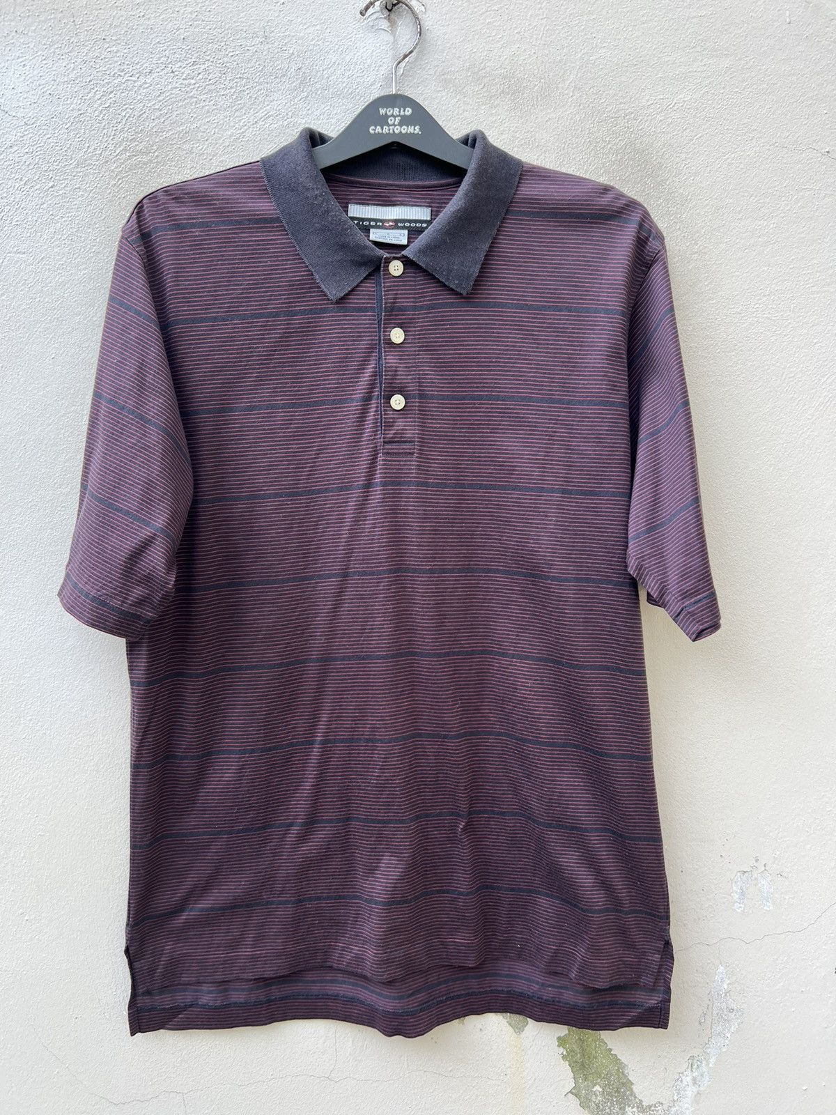 Vintage 2000s Nike Tiger Wood Striped Polo Shirt Golf