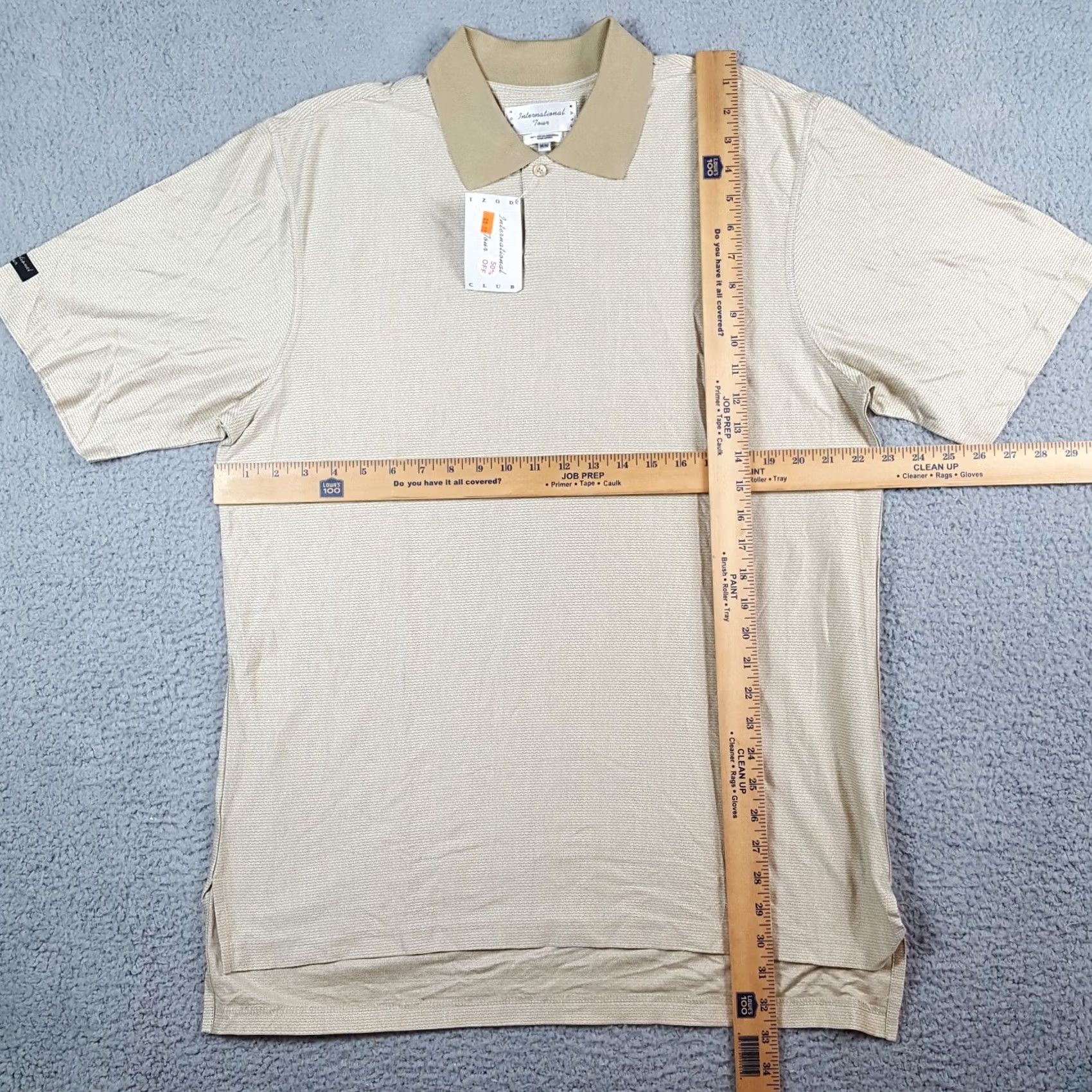Izod VINTAGE IZOD Polo Shirt Men M Striped Beige Cotton Knit Collared Button Short Sleeve 90s Preppy Grunge Y2K Capable Size M Size US M / EU 48-50 / 2 - 5 Thumbnail