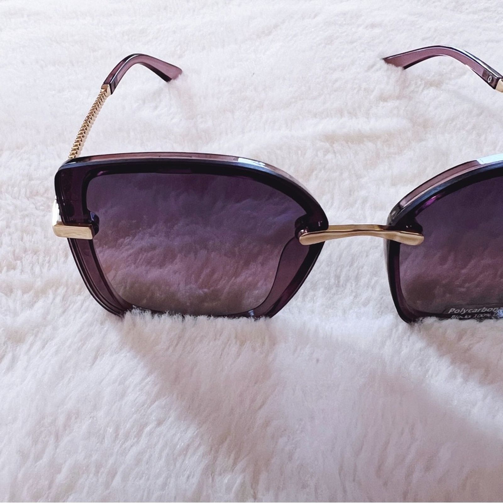 Other Gia Clear Dark Purple Chain Link Oversized Sunglasses Size ONE SIZE - 4 Thumbnail
