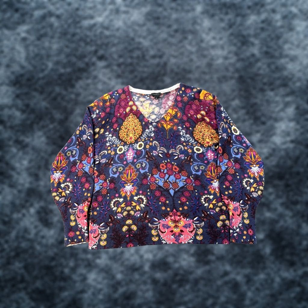 Talbots Talbots Pullover Sweater Women's Large 100% Cashmere Purple Paisley Floral Bloom L Size L / US 10 / IT 46 - 1 Thumbnail