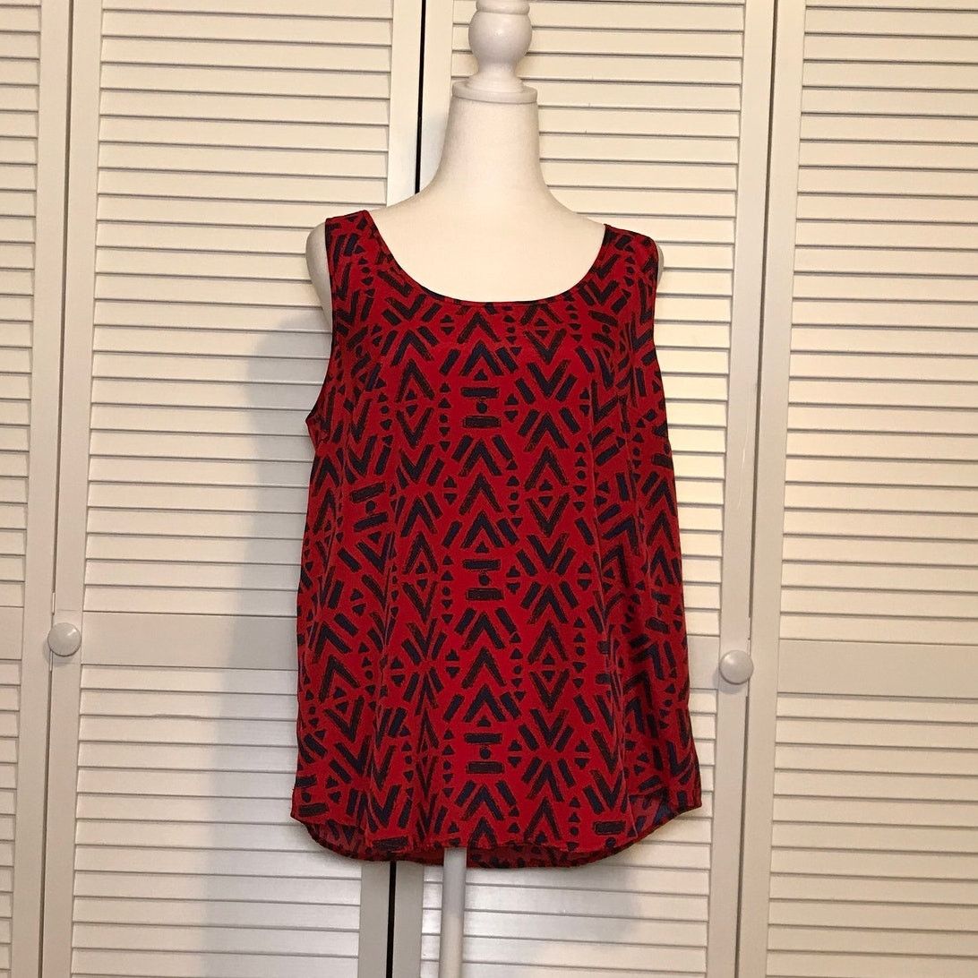 Faded Glory Faded Glory Red Blue Geometric Scoop Neck Tank Top L Size L / US 10 / IT 46 - 1 Thumbnail