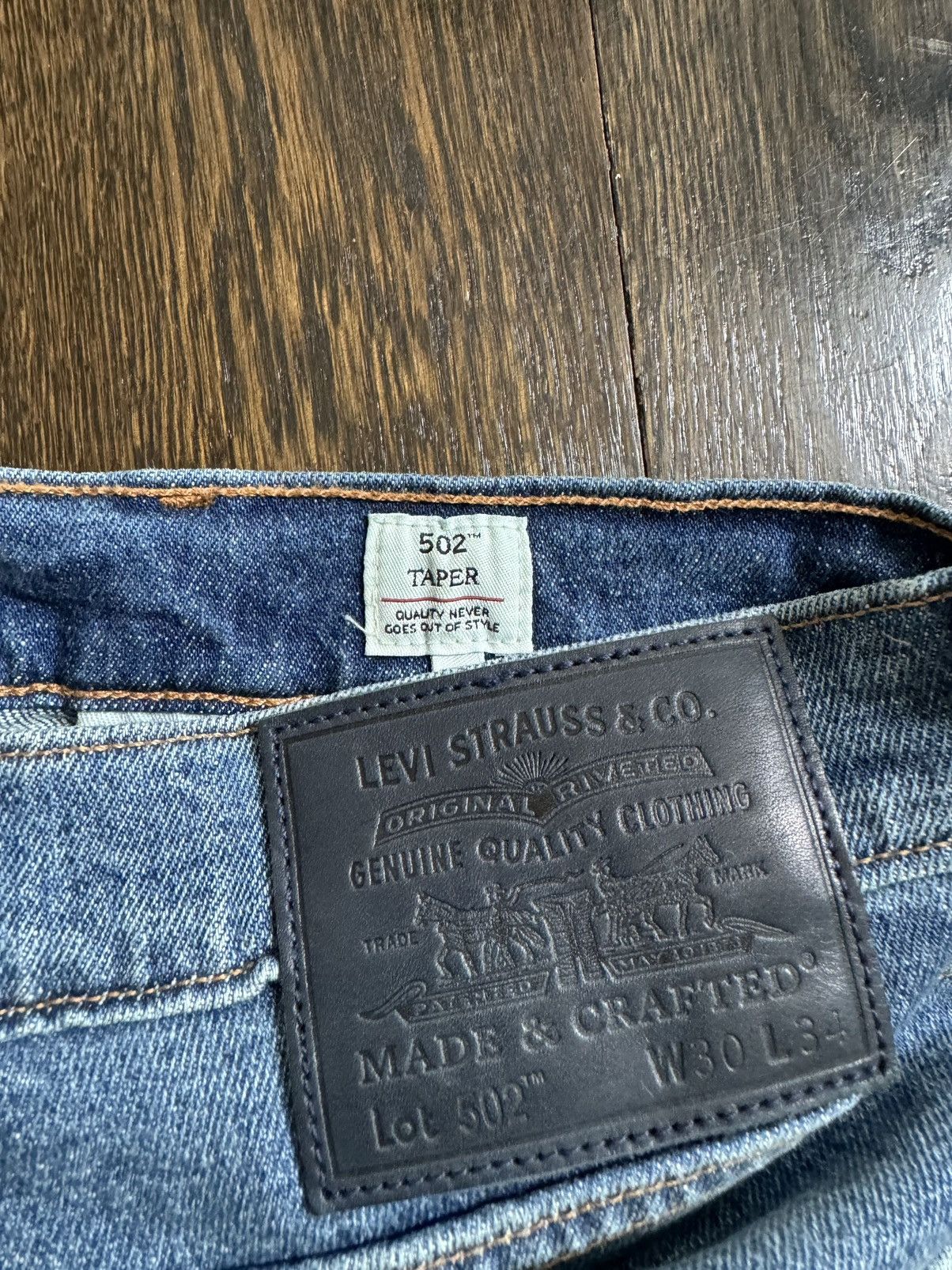 Levi's × Levi's Made & Crafted 502 Taper Fit Selvedge Men's Jeans Size US 30 / EU 46 - 3 Thumbnail