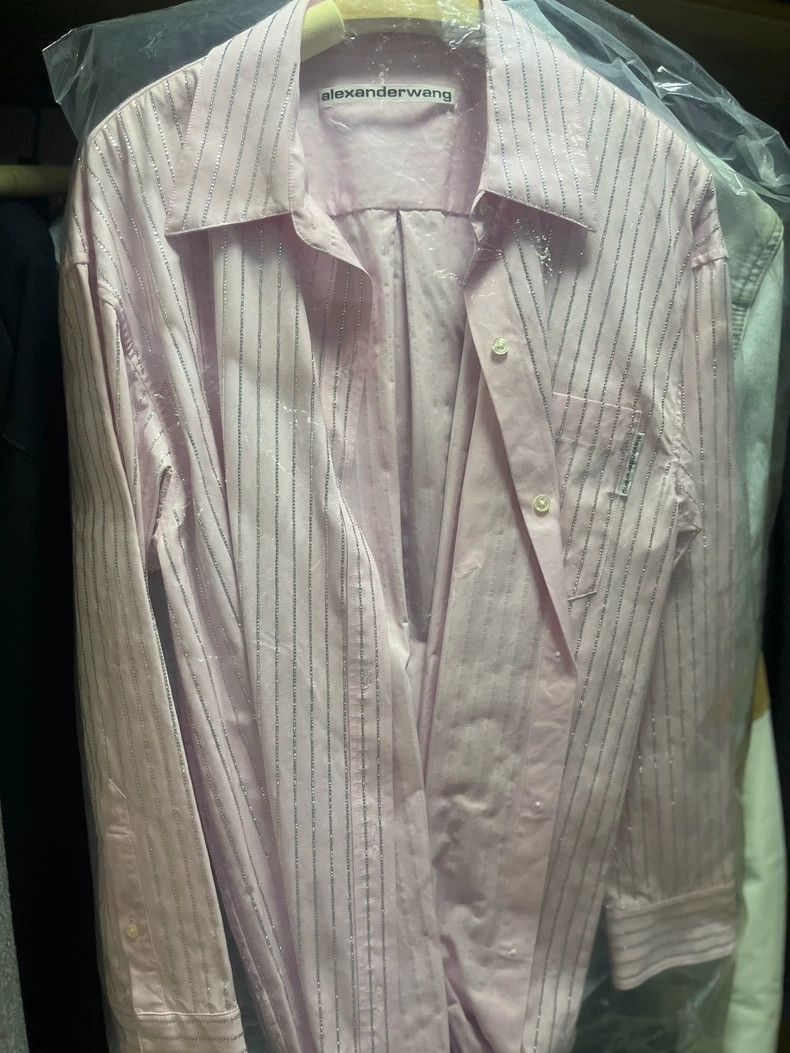 Alexander Wang Alexander Wang Pink Rhinestone Button Up Shirt- Size S / US 4 / IT 40 - 3 Thumbnail